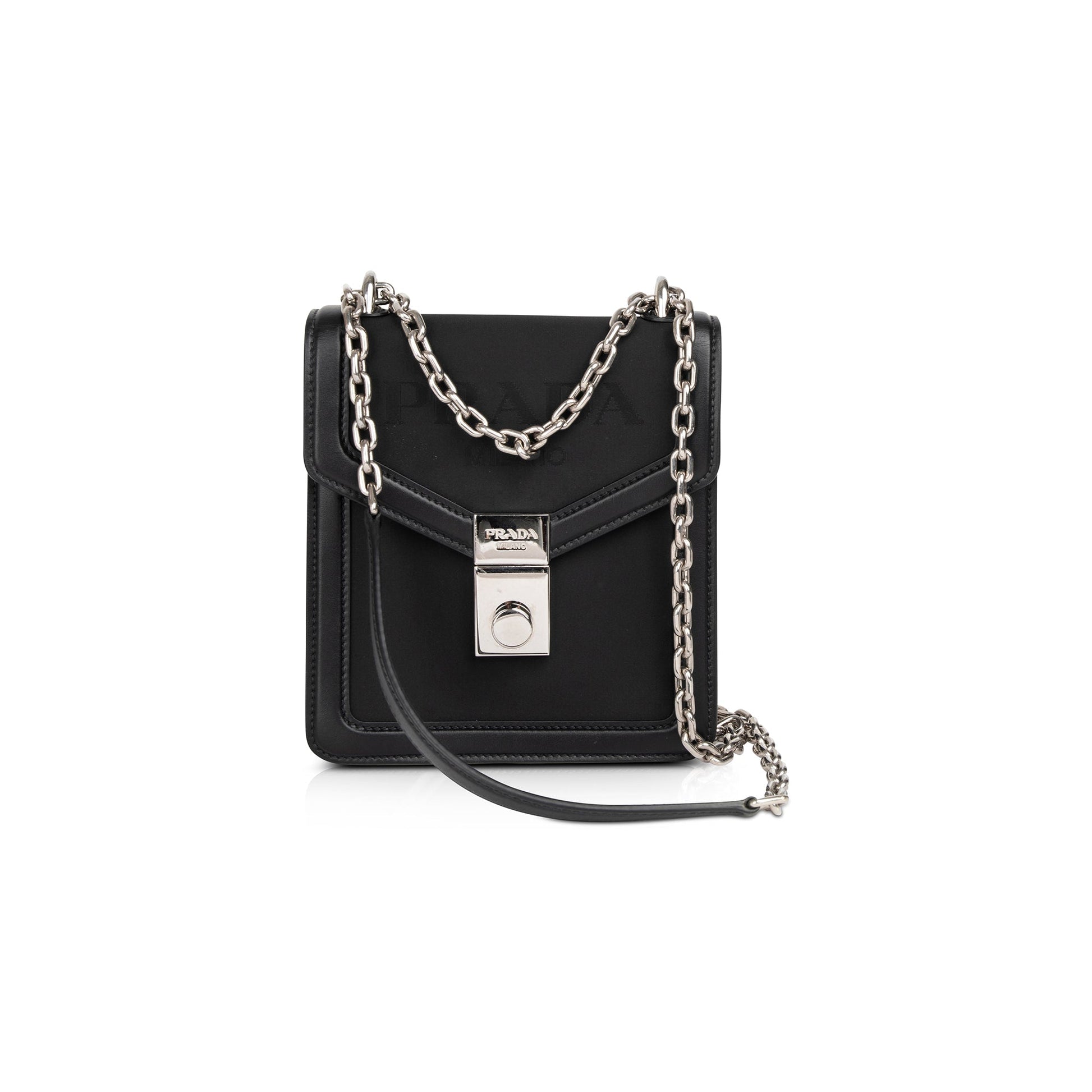 Prada Tessuto Lock Shoulder Bag Chain Flap