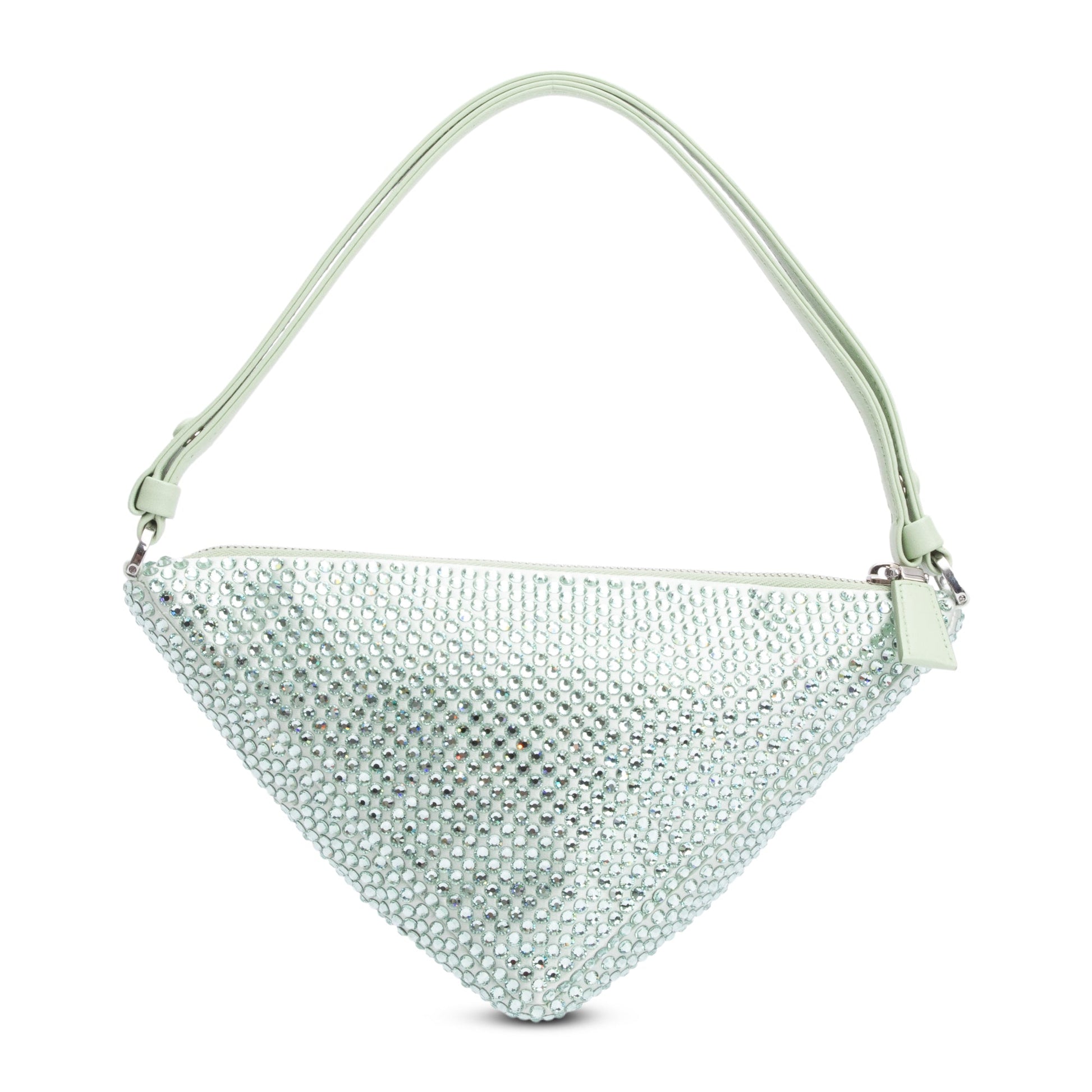 Prada Crystal Enamel Triangle Bag Satin Green Travel Bag
