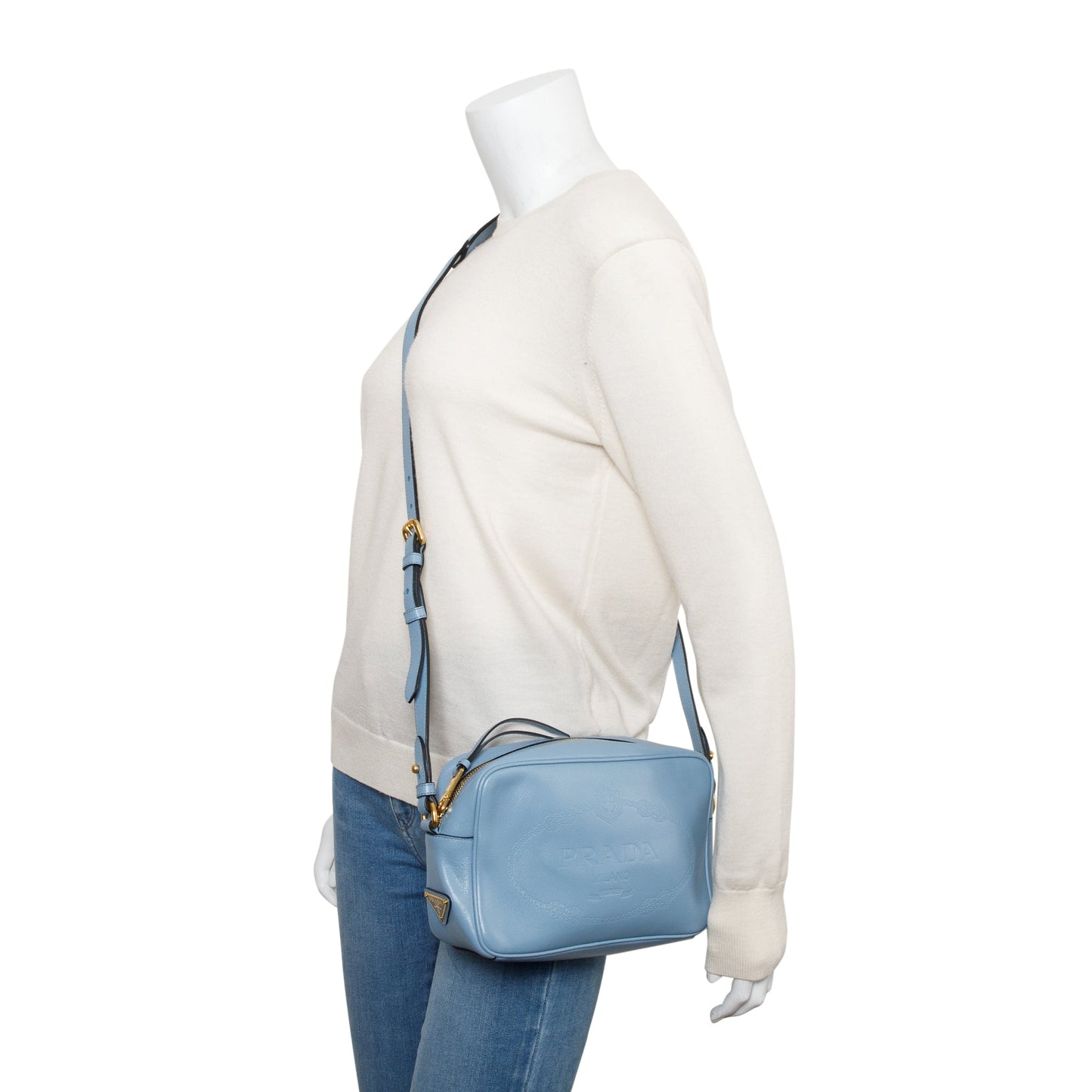 Prada Astrale Glace Calf Camera Crossbody Bag Leather Logo