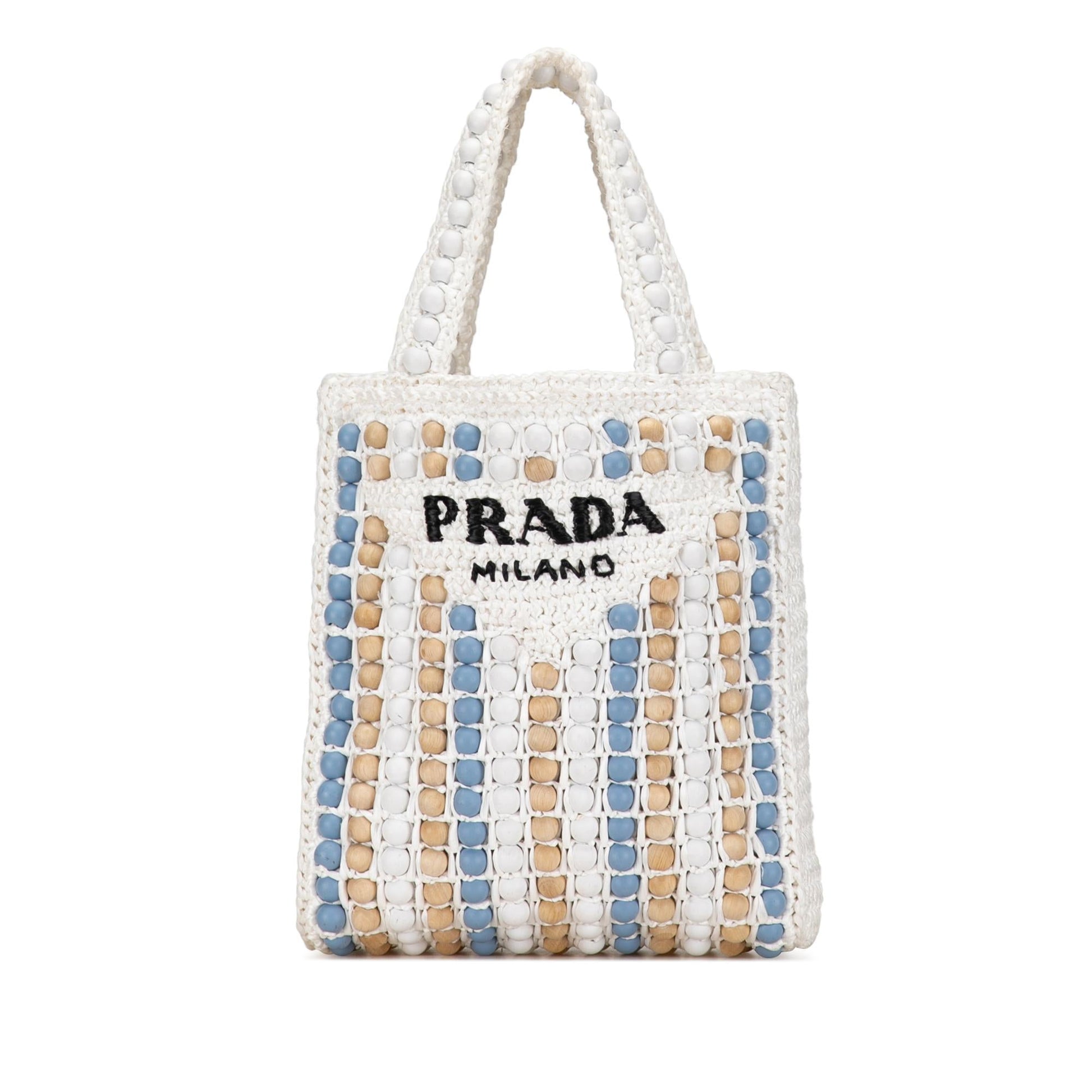 Prada Beaded Tote Shg Dzcs8E Raffia Logo Tote Bag