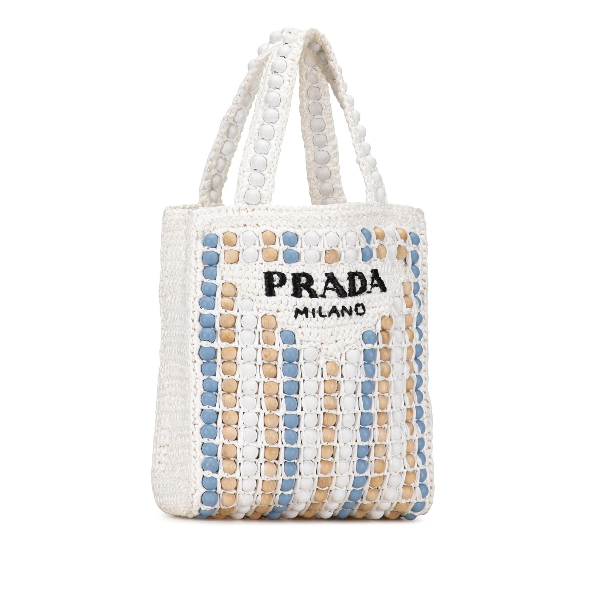 Prada Beaded Tote Shg Dzcs8E Raffia Logo Tote Bag
