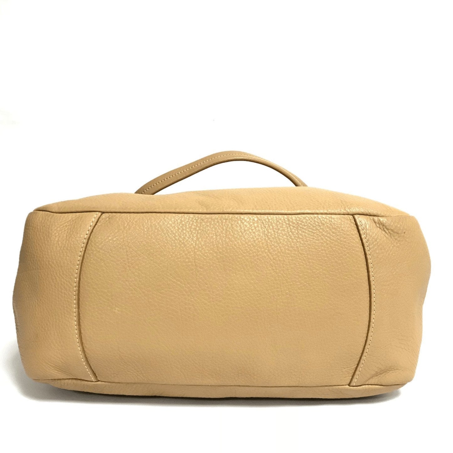 Prada Buckle Hobo Handbag Beige Travel Bag