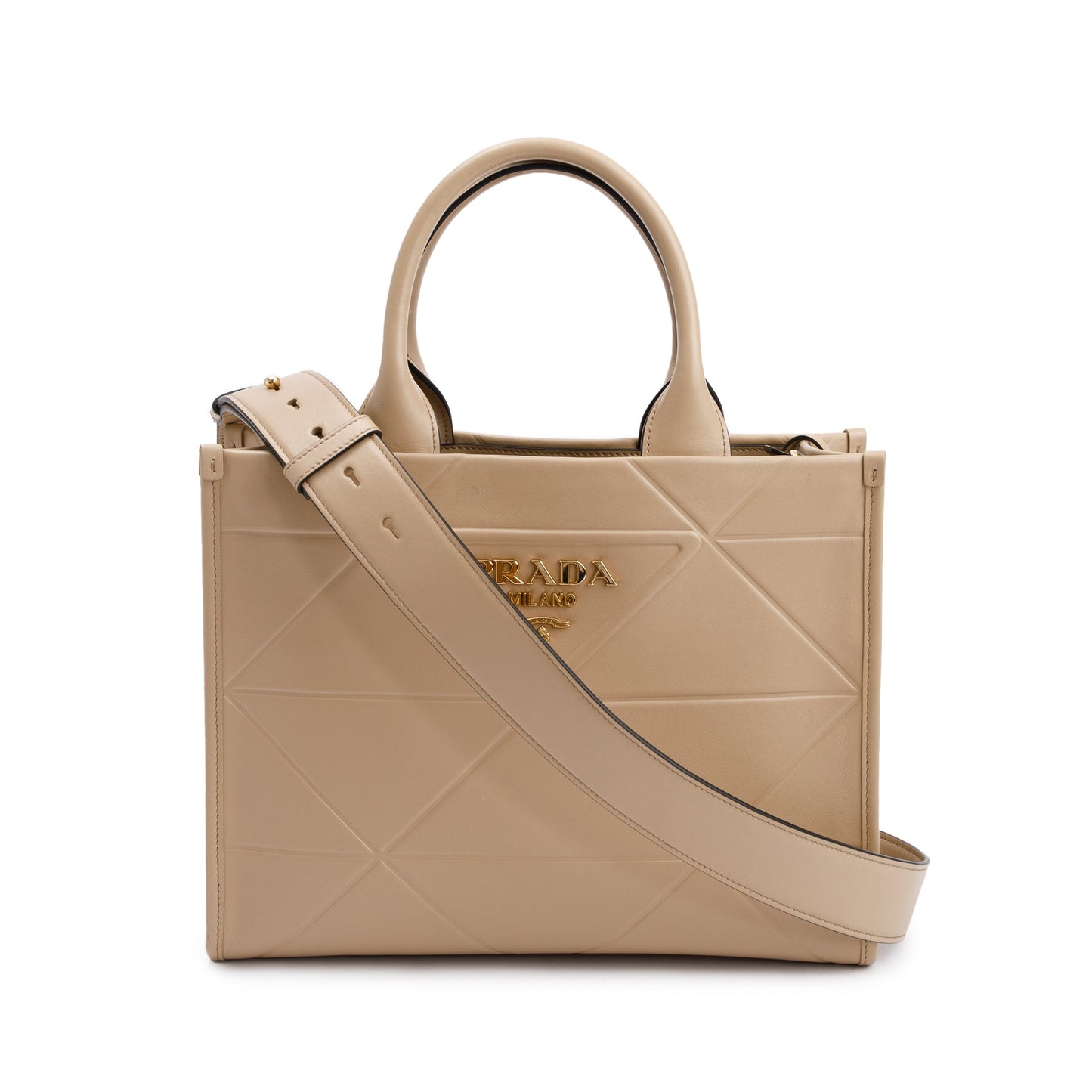 Prada Symbole Tote Bag Leather Beige