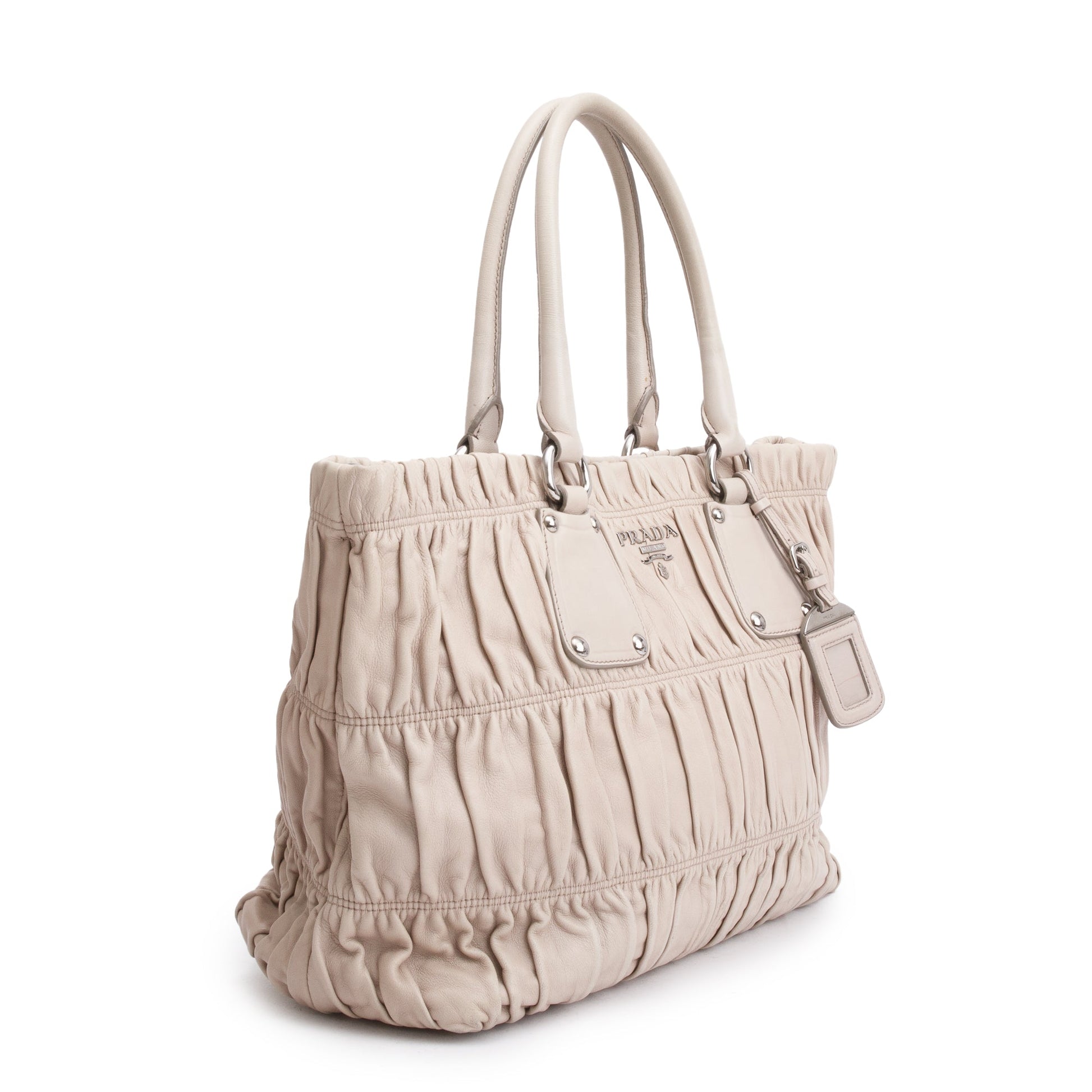 Prada Nappa Gaufre Tote Handbag Beige Tote Bag