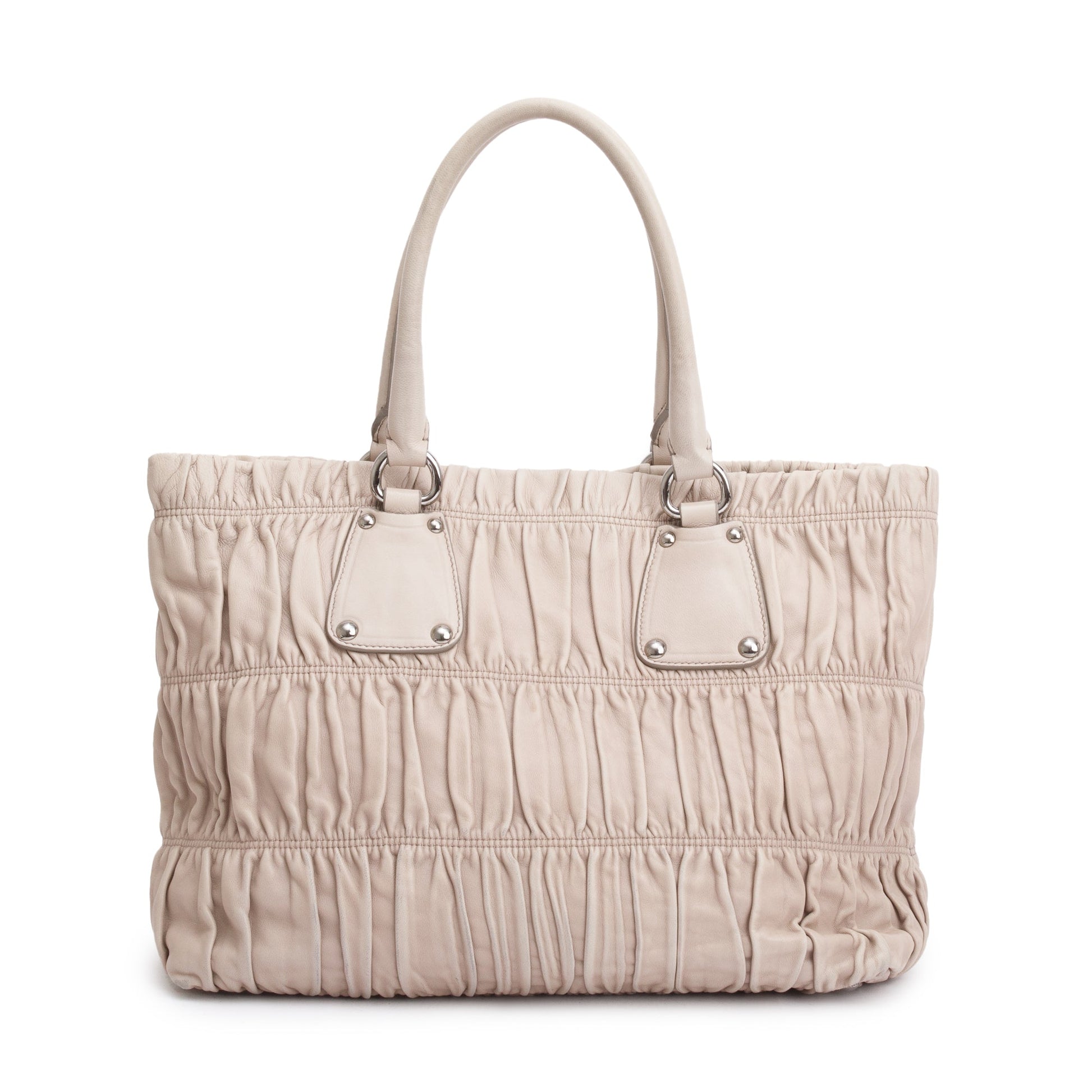 Prada Nappa Gaufre Tote Handbag Beige Tote Bag