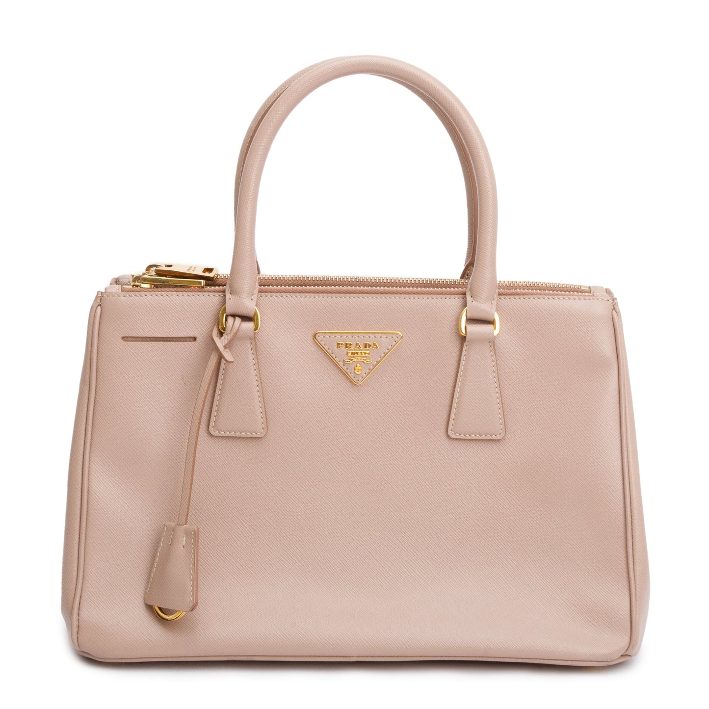 Prada Double Galleria Tote Leather Saffiano Beige Tote Bag