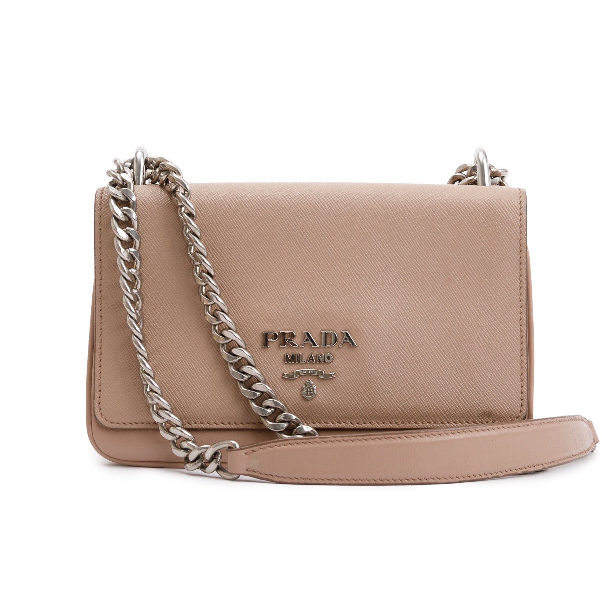 Prada Saffiano Soft Calf Crossbody Bag Leather Beige