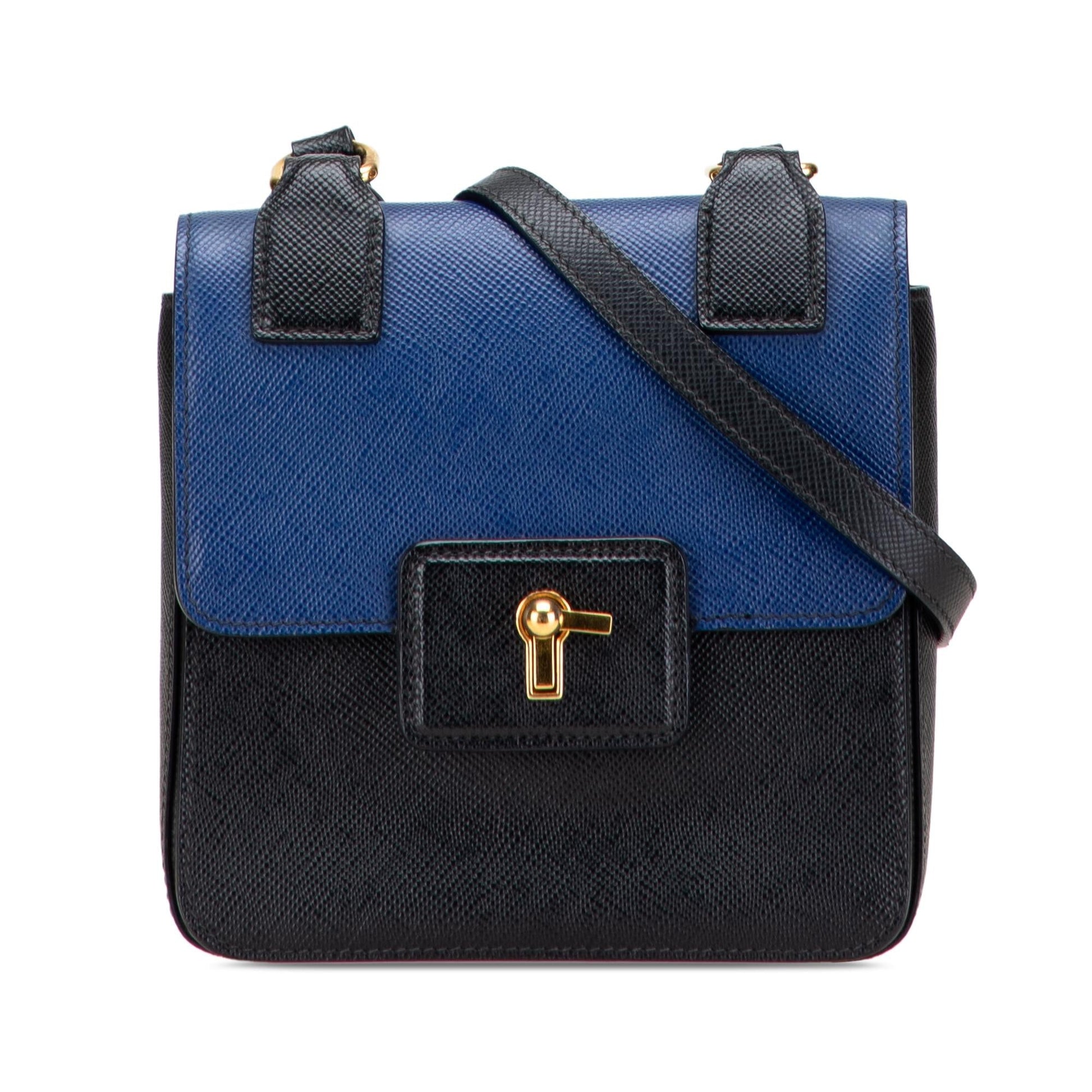 Prada Bicolor Cuir Crossbody Saffiano Flap Crossbody Bag
