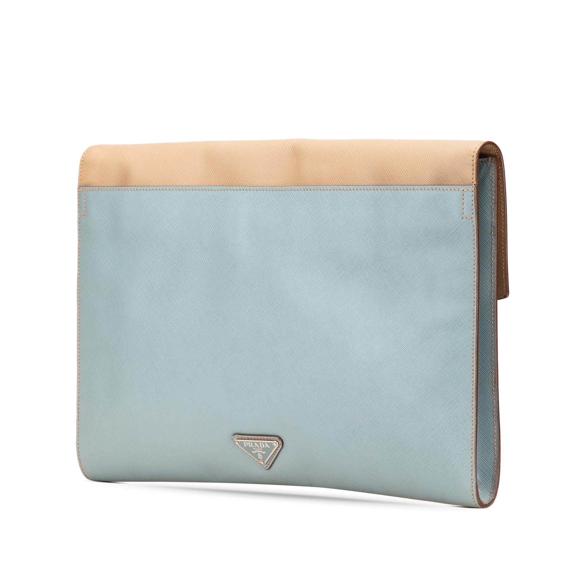 Prada Bicolor Envelope Pushlock Clutch Saffiano Clutch Bag Pushlock Clutch 1