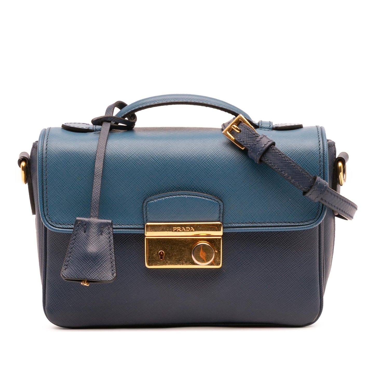 Prada Bicolor Sound Lock Satchel Saffiano Satchel Bag