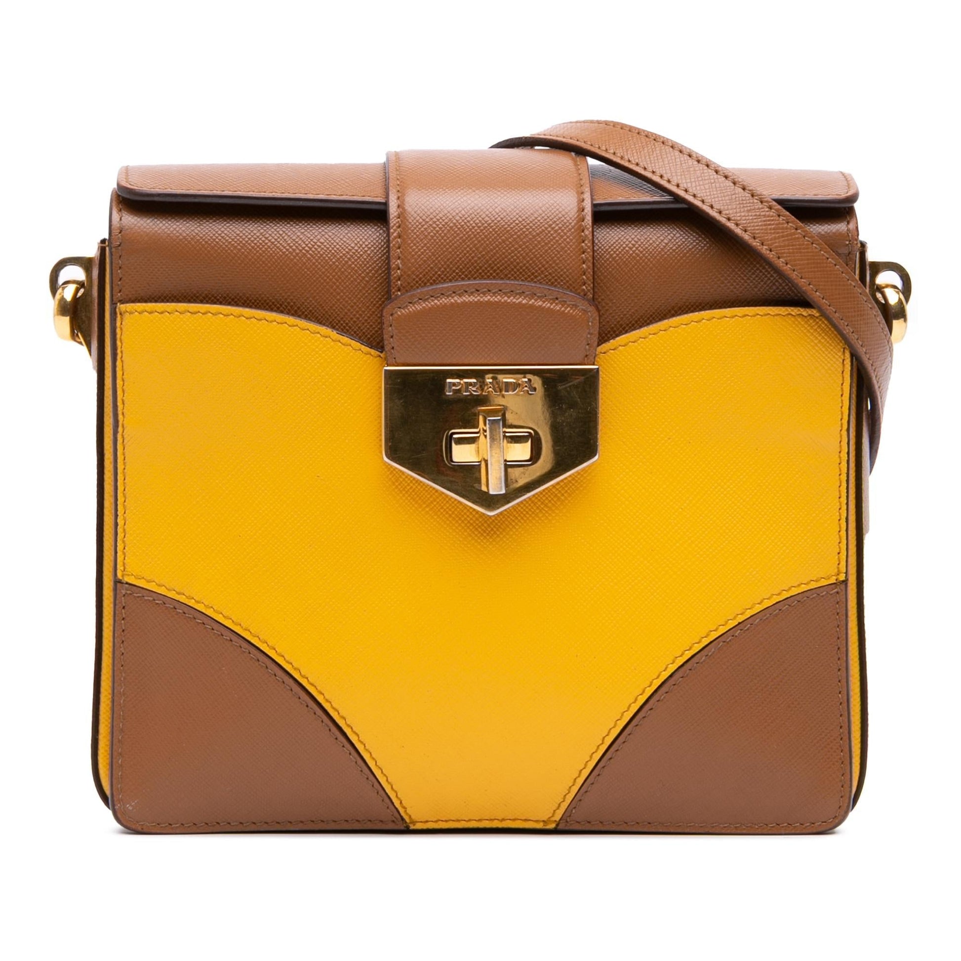 Prada Bicolor Turnlock Crossbody Saffiano Crossbody Bag