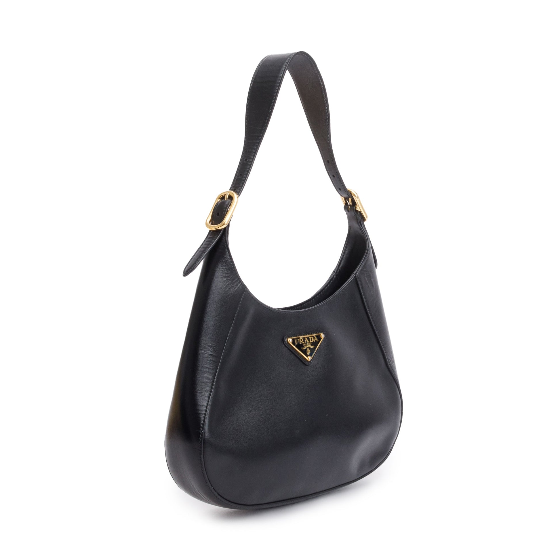 Prada Box Calf Cleo Bag Leather Black Travel Bag
