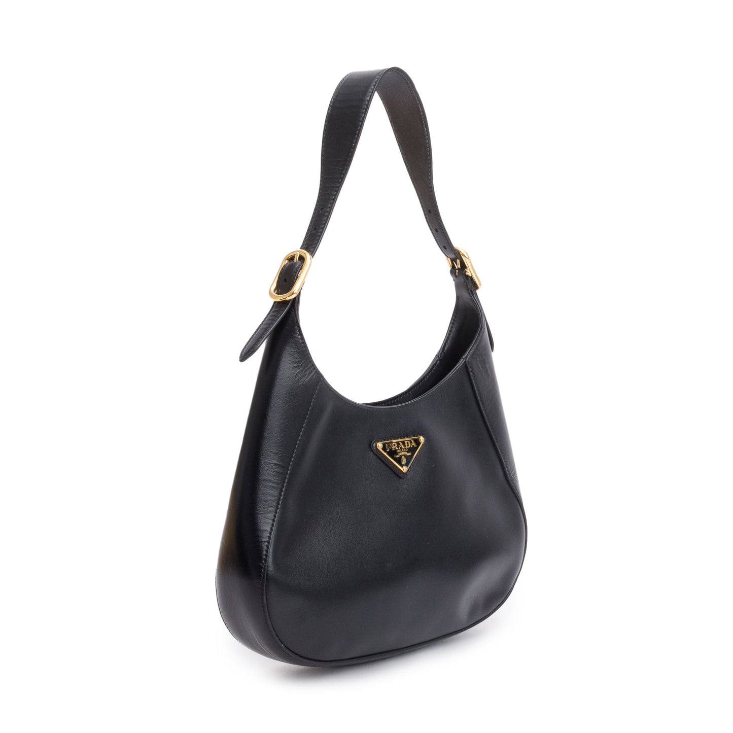 Prada Box Calf Cleo Bag Leather Calf Leather Black Travel Bag