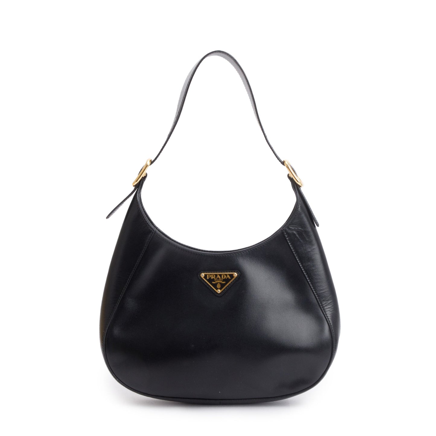 Prada Box Calf Cleo Bag Leather Calf Leather Black Travel Bag