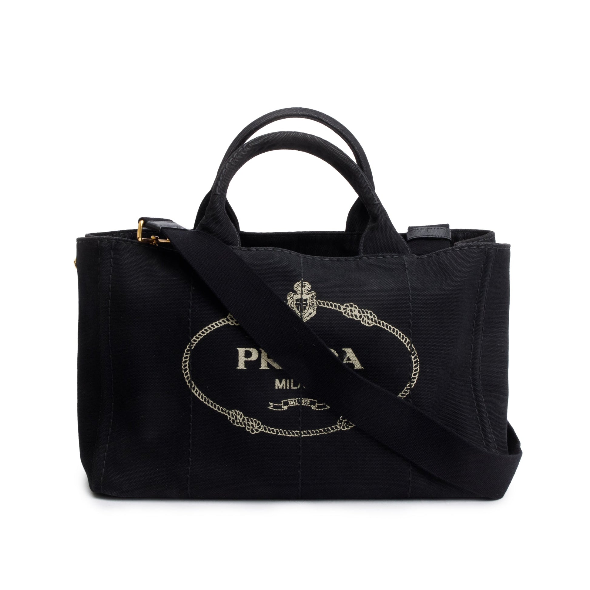 Prada Canapa Tote Handbag Canvas Black Tote Bag