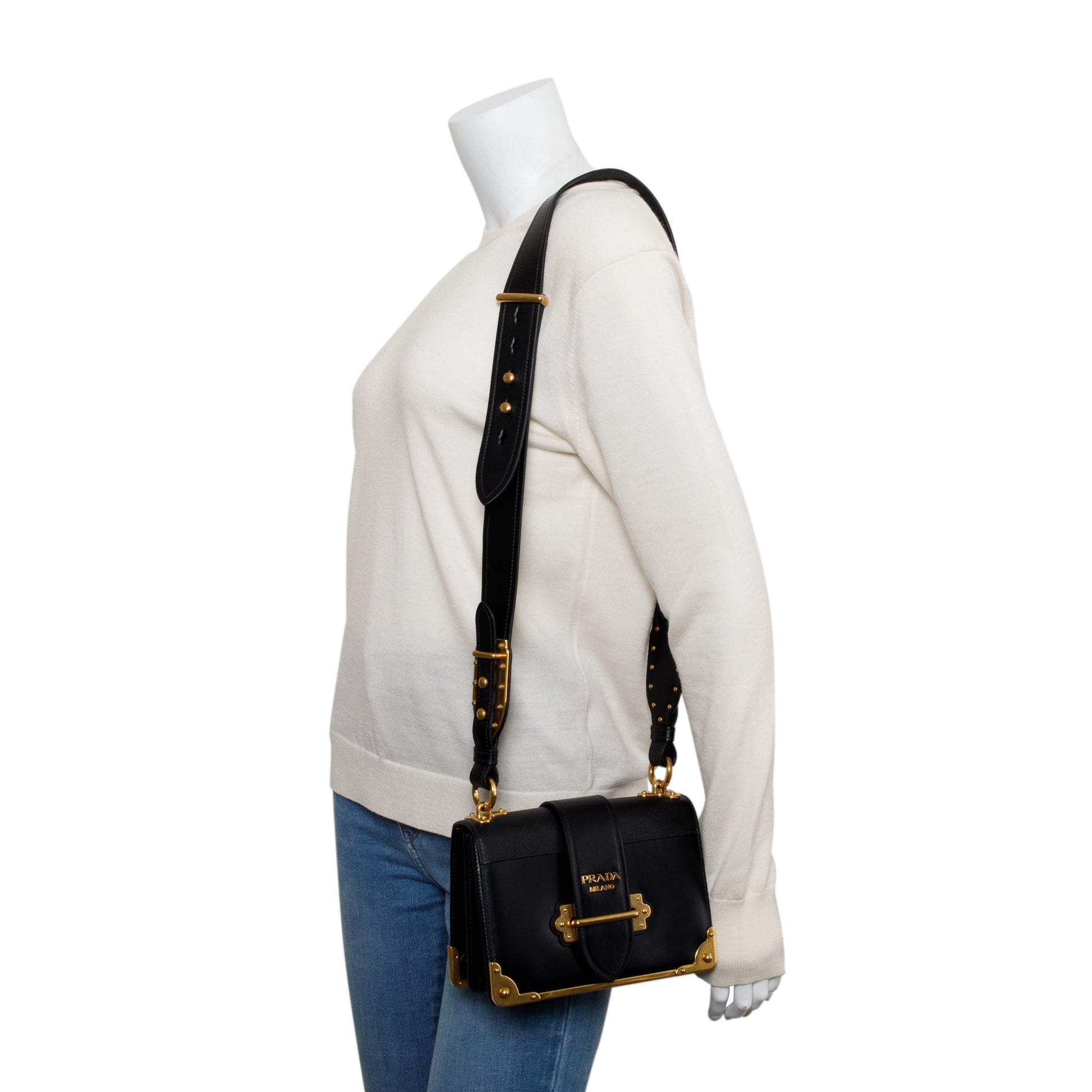 Prada City Calf Saffiano Cahier Bag Black Travel Bag