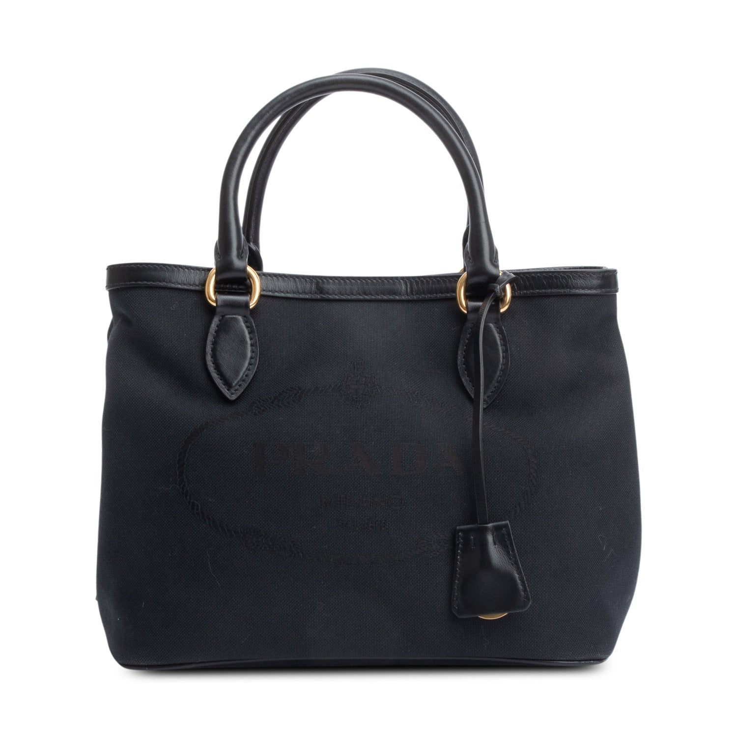 Prada Jacquard Tote Handbag Black Logo Tote Bag