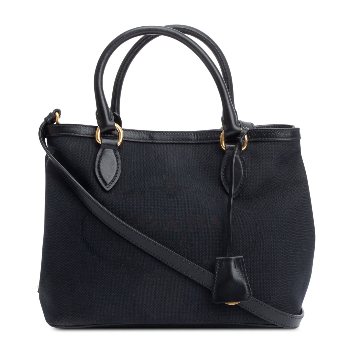 Prada Jacquard Tote Handbag Black Logo Tote Bag