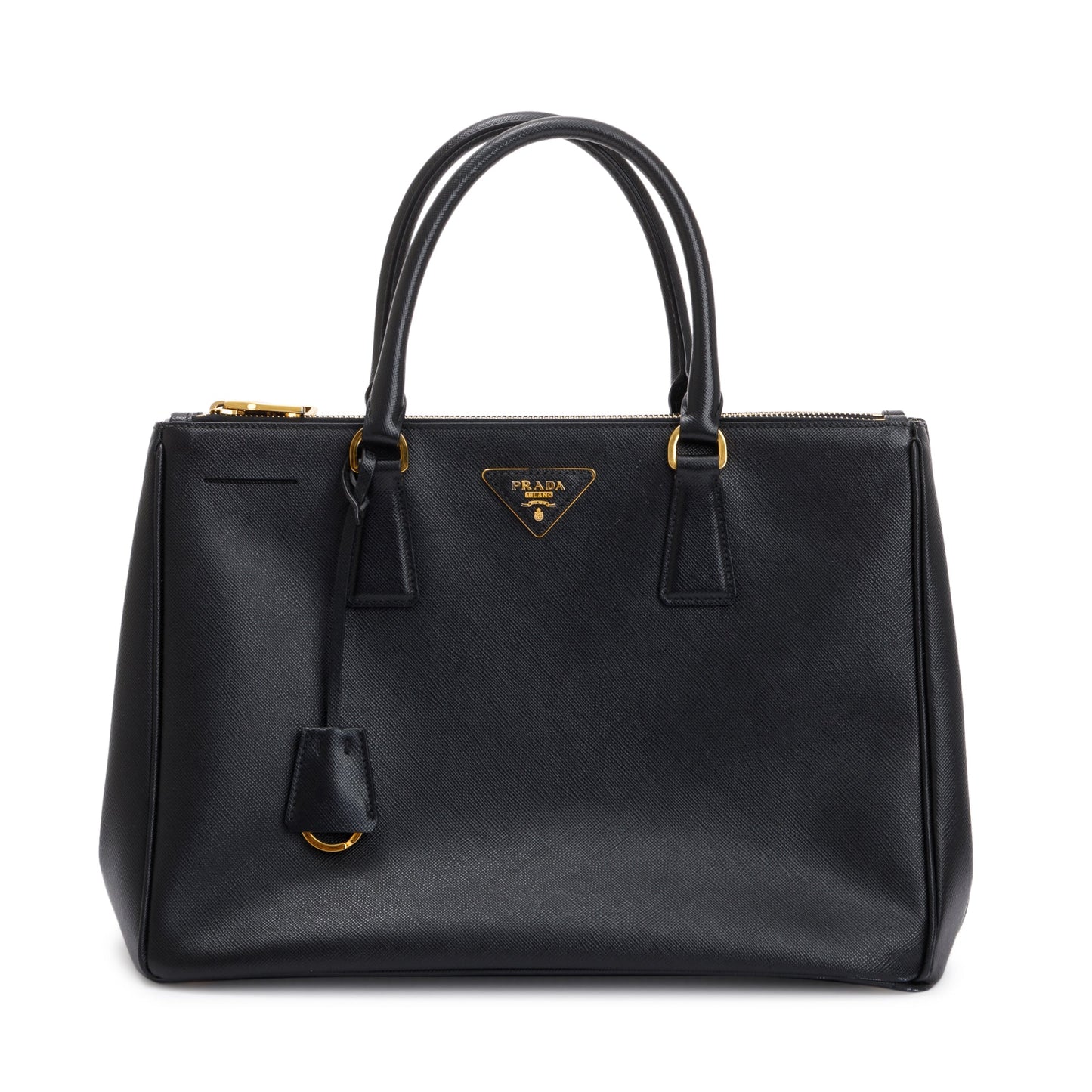 Prada Saffiano Lux Double Zip Galleria Tote Handbag Black Large Tote Bag
