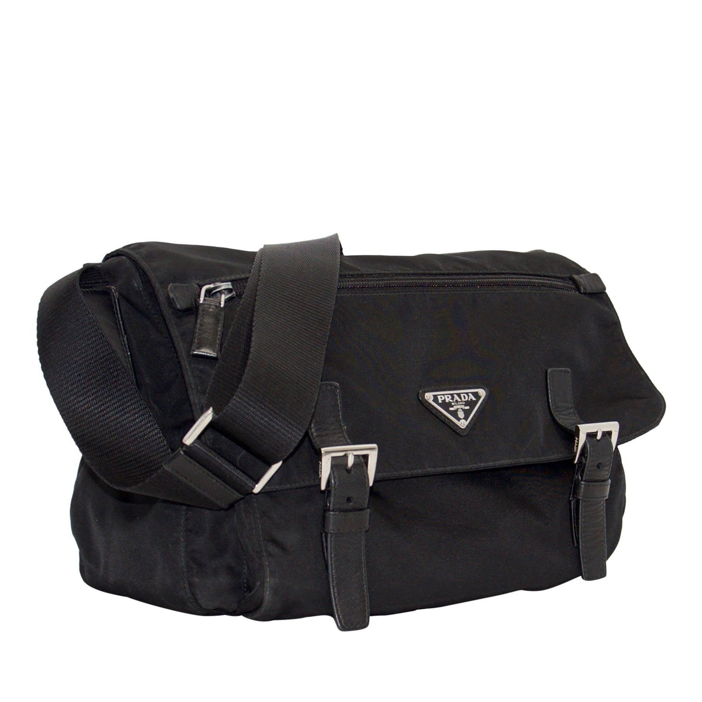 Prada Trimmed Tessuto Bag Leather Black Travel Bag