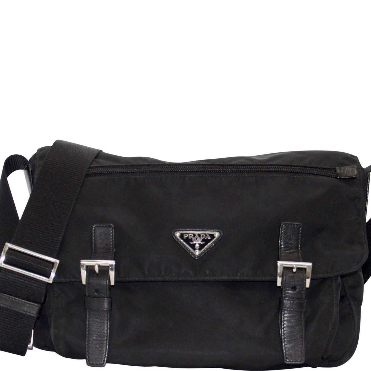 Prada Trimmed Tessuto Bag Leather Black Travel Bag