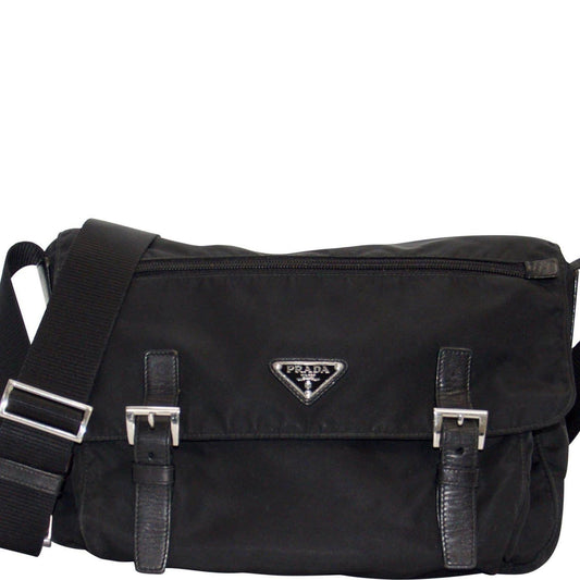 Prada Trimmed Tessuto Bag Leather Black Travel Bag