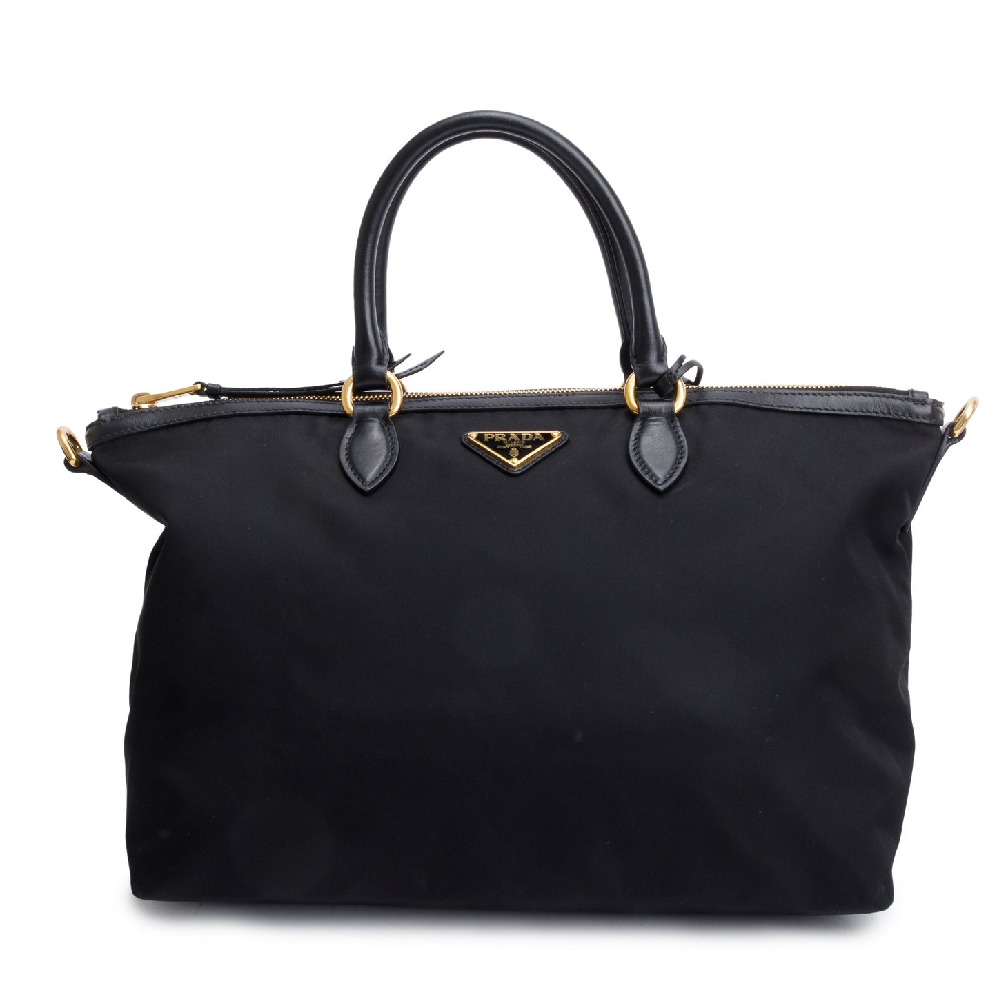Prada Trimmed Tessuto Tote Handbag Leather Nylon Tote Bag