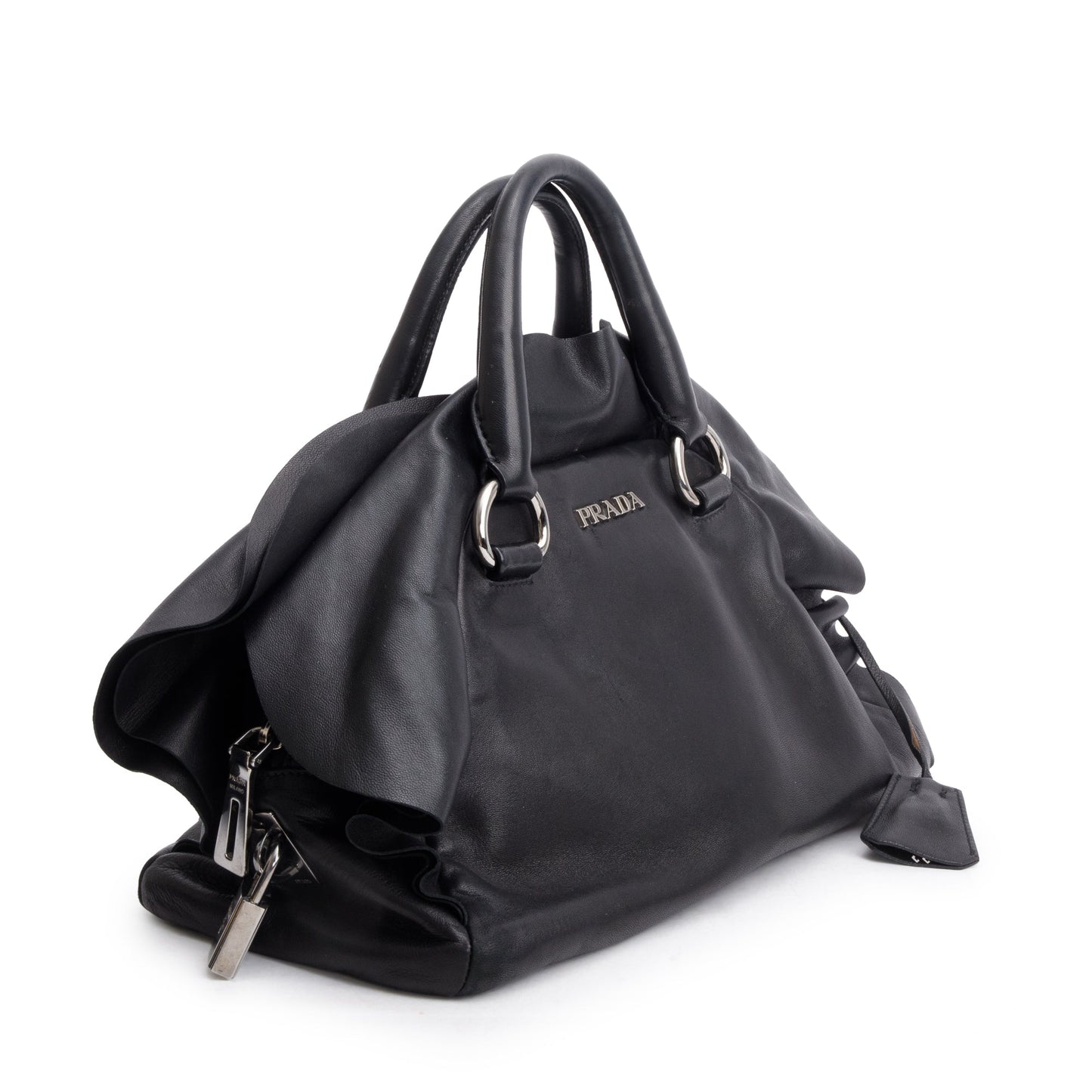 Prada Nappa Handle Bag Leather Black Travel Bag