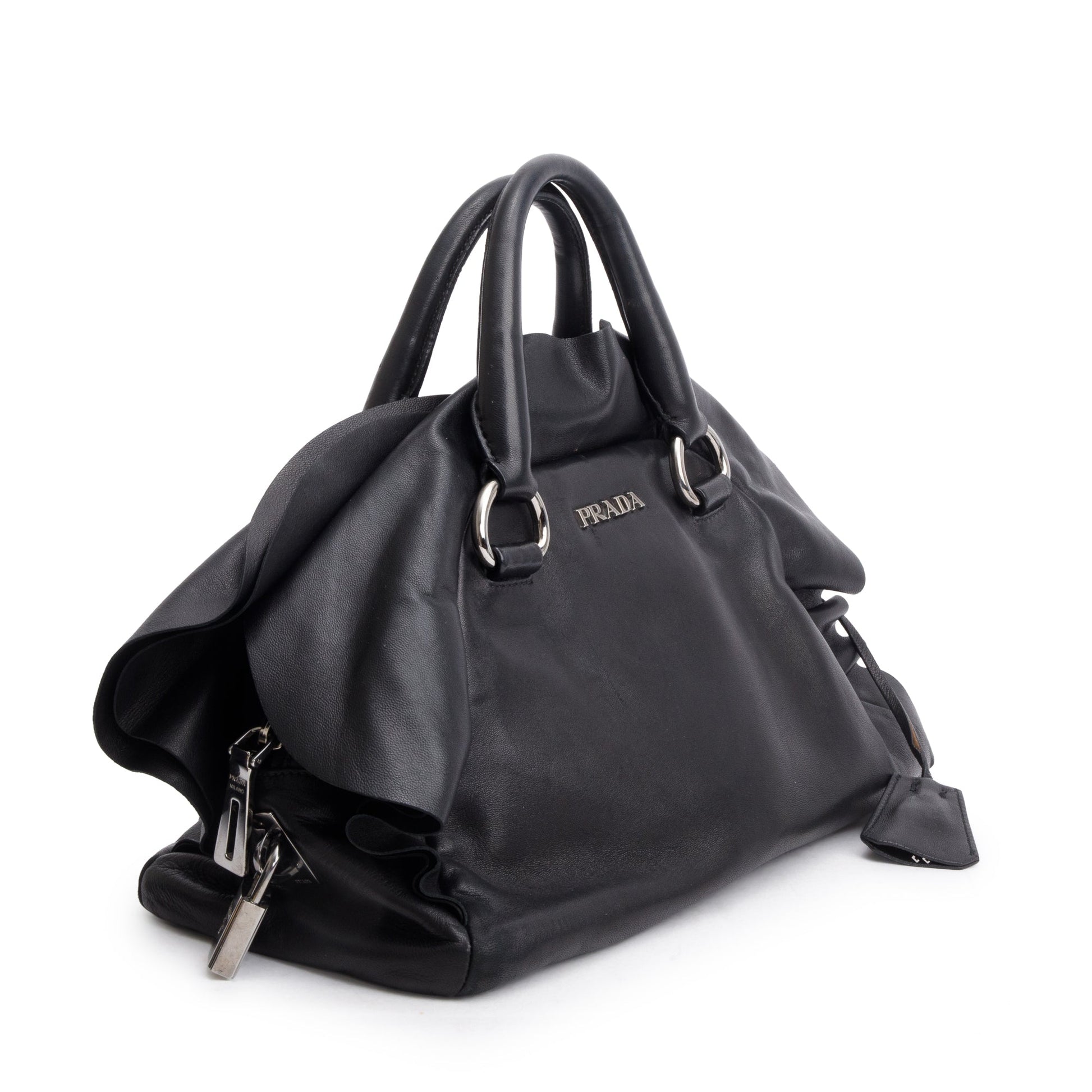 Prada Nappa Handle Bag Leather Black Travel Bag