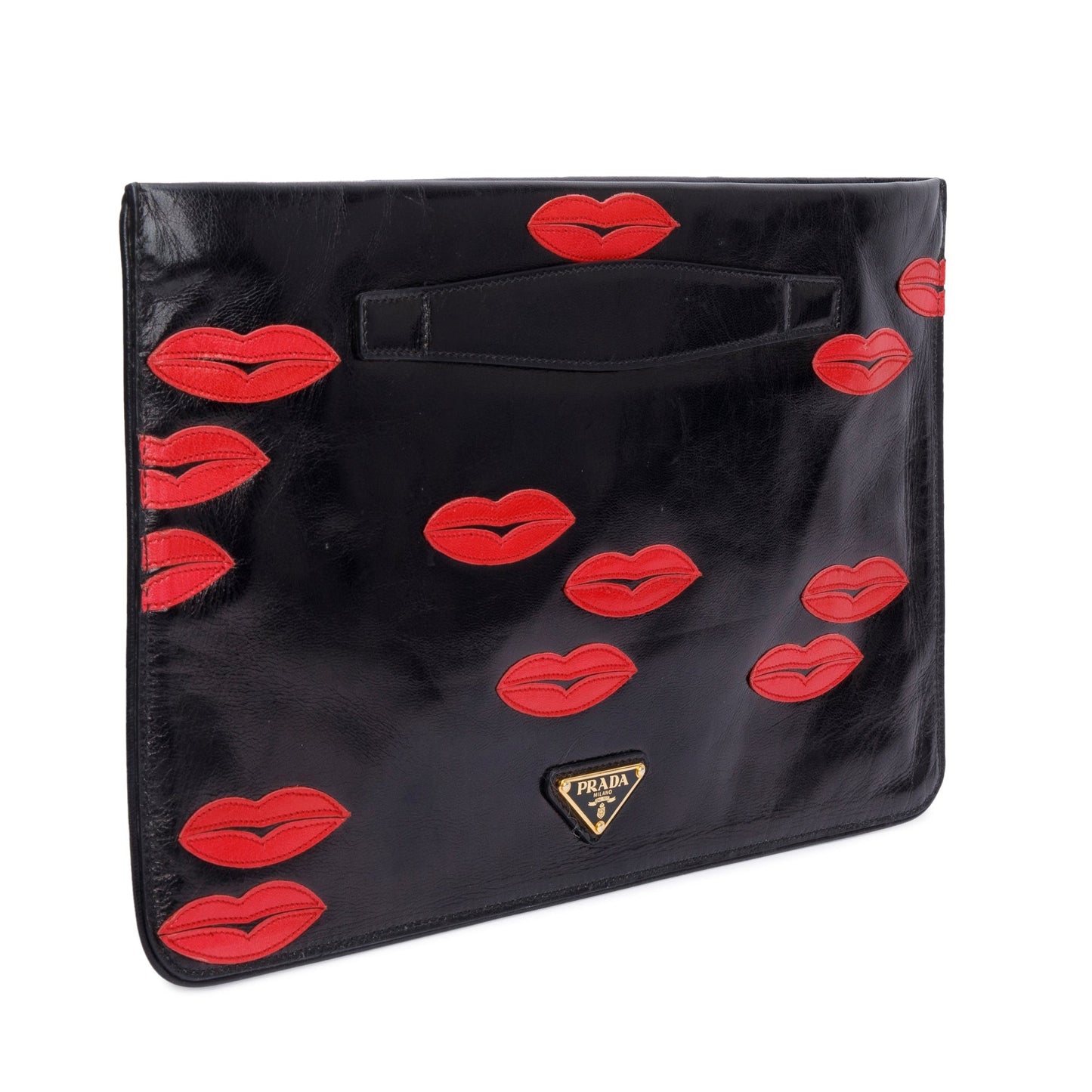 Prada Nappa Lips Oversized Clutch Leather Black Clutch Bag
