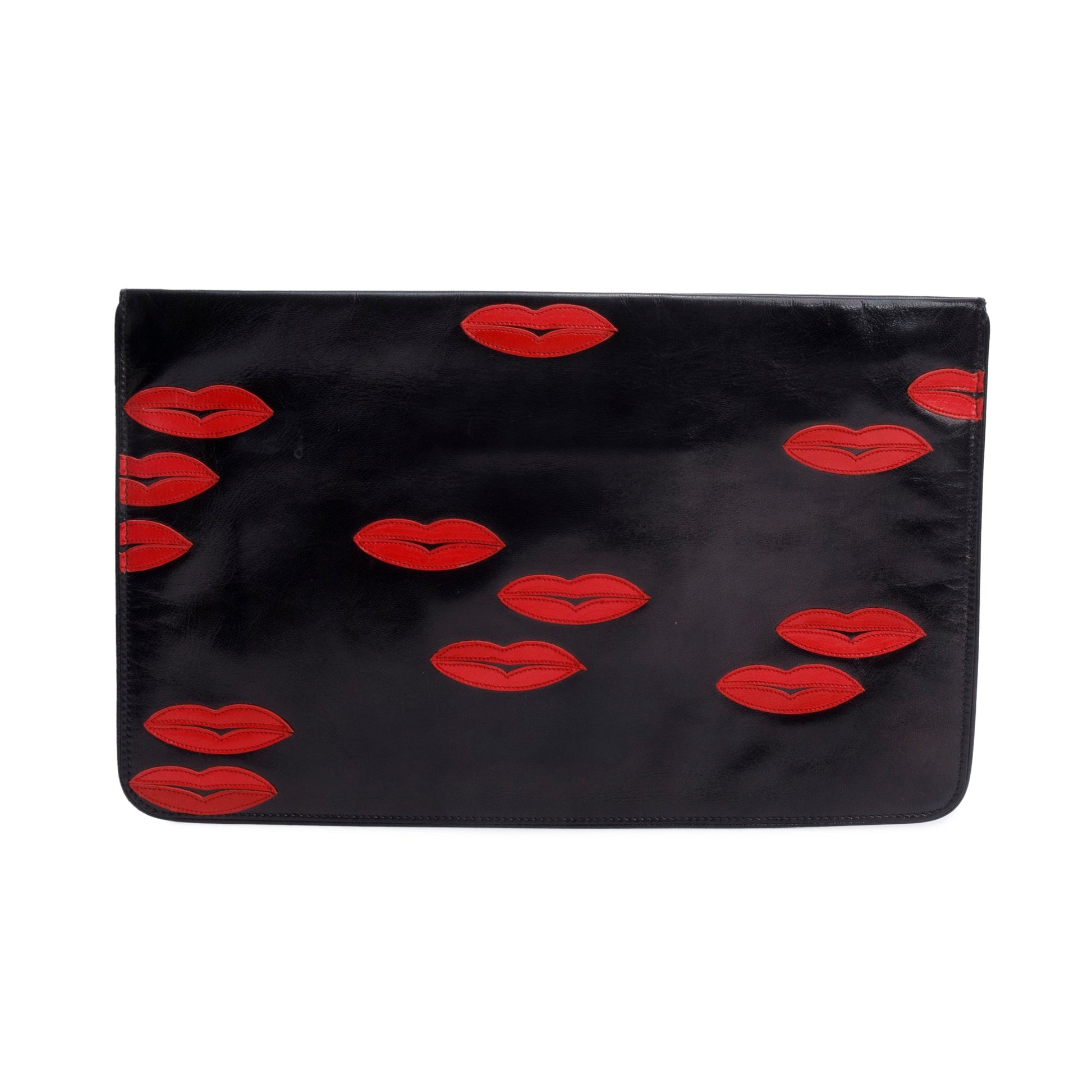 Prada Nappa Lips Oversized Clutch Handbag Leather Black Clutch Bag