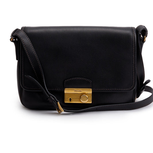 Prada Nappa Sound Crossbody Bag Leather Black