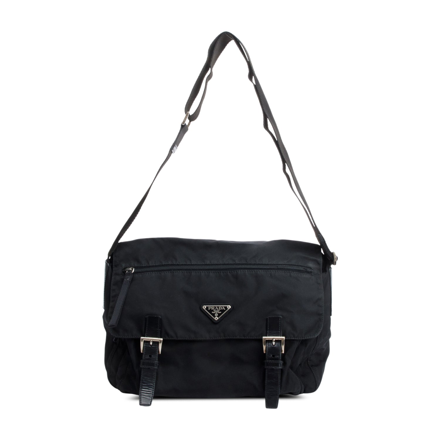 Prada Vela Sport Buckle Messenger Bag Nylon Black