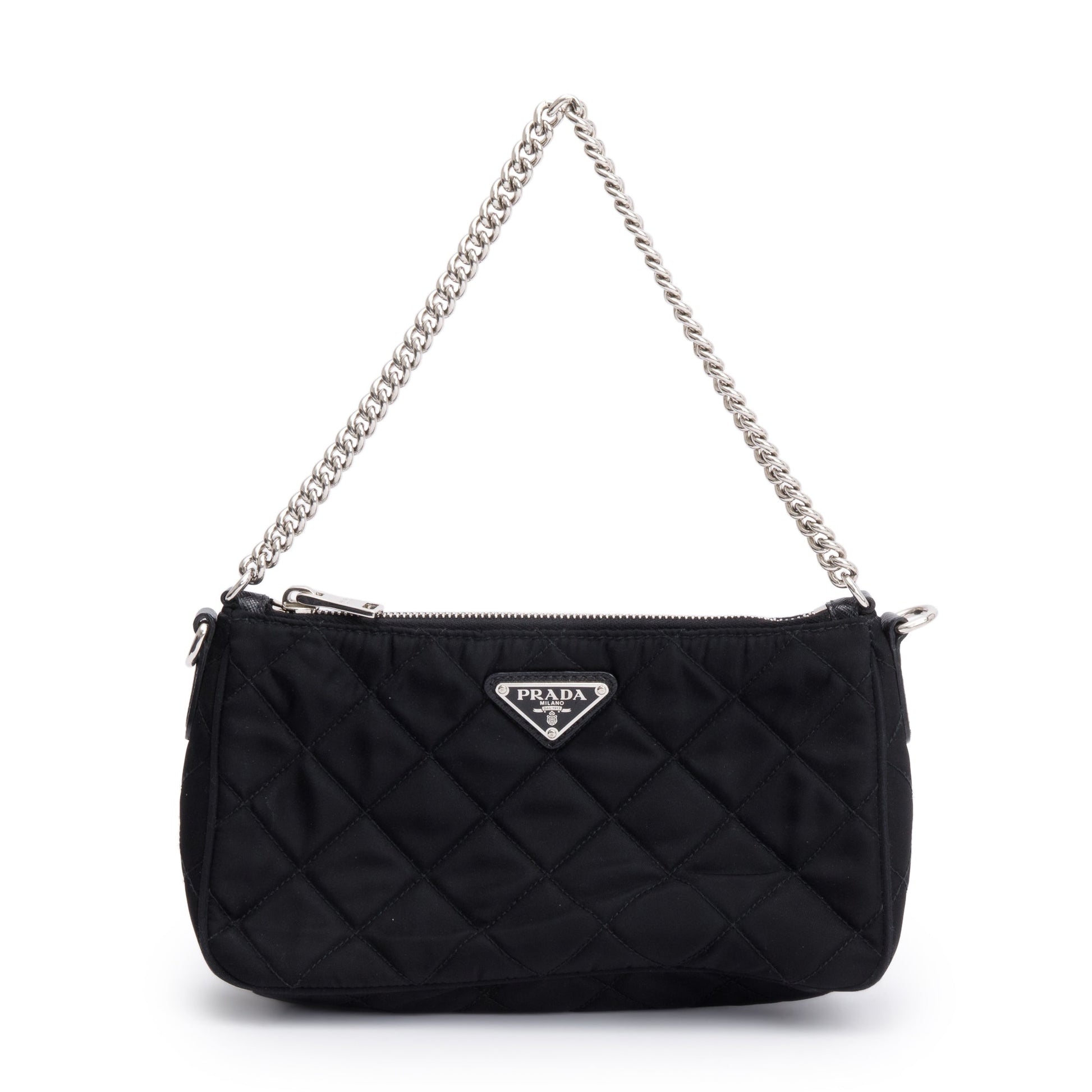 Prada Tessuto Impuntu Crossbody Bag Quilted Black