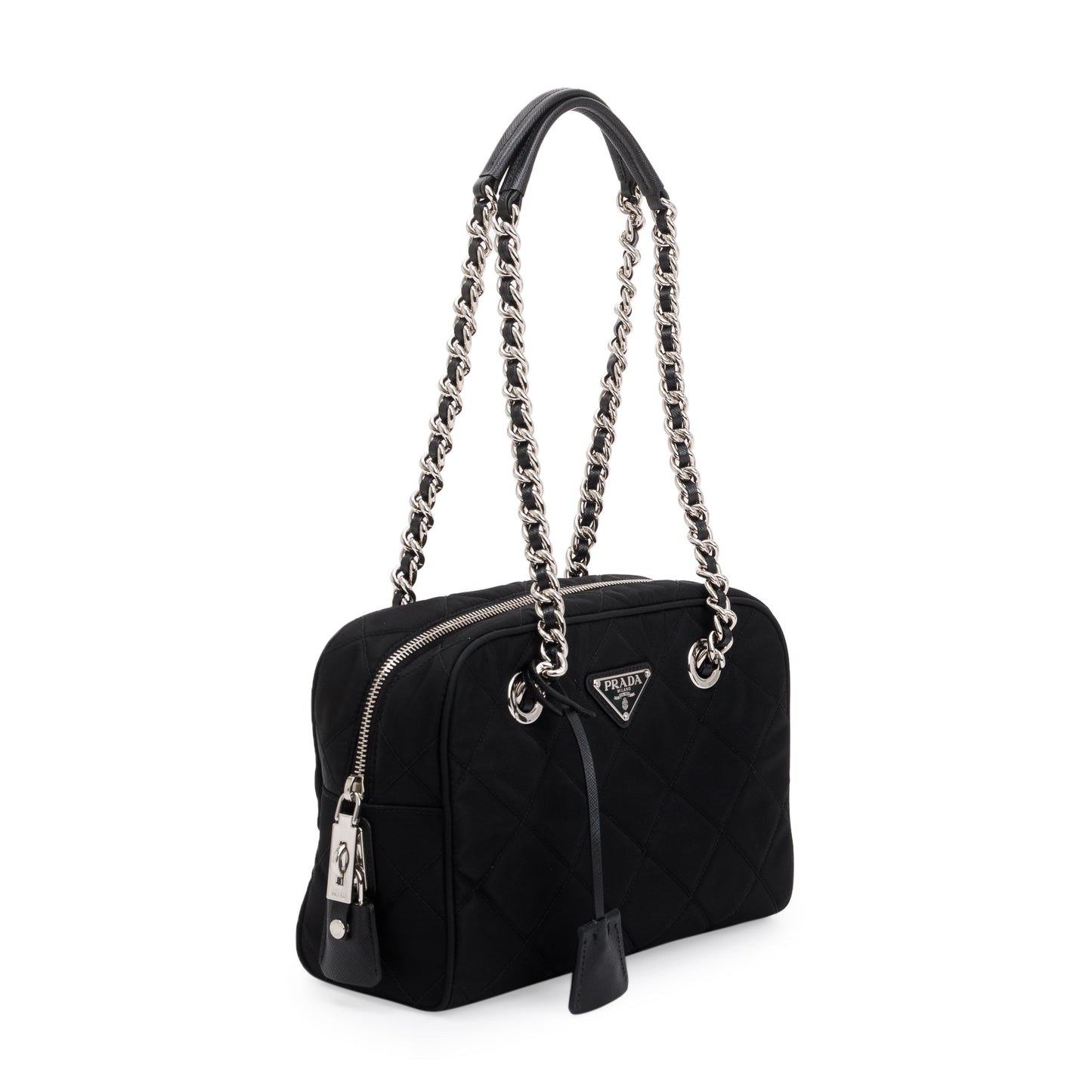 Prada Tessuto Impuntu Shoulder Bag Quilted Black