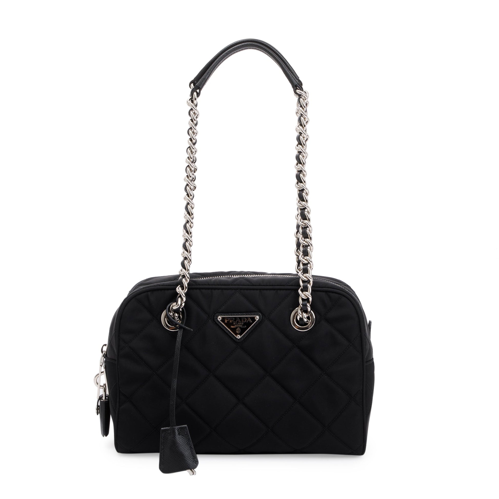 Prada Tessuto Impuntu Shoulder Bag Quilted Black