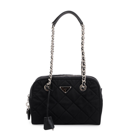 Prada Tessuto Impuntu Shoulder Bag Quilted Black
