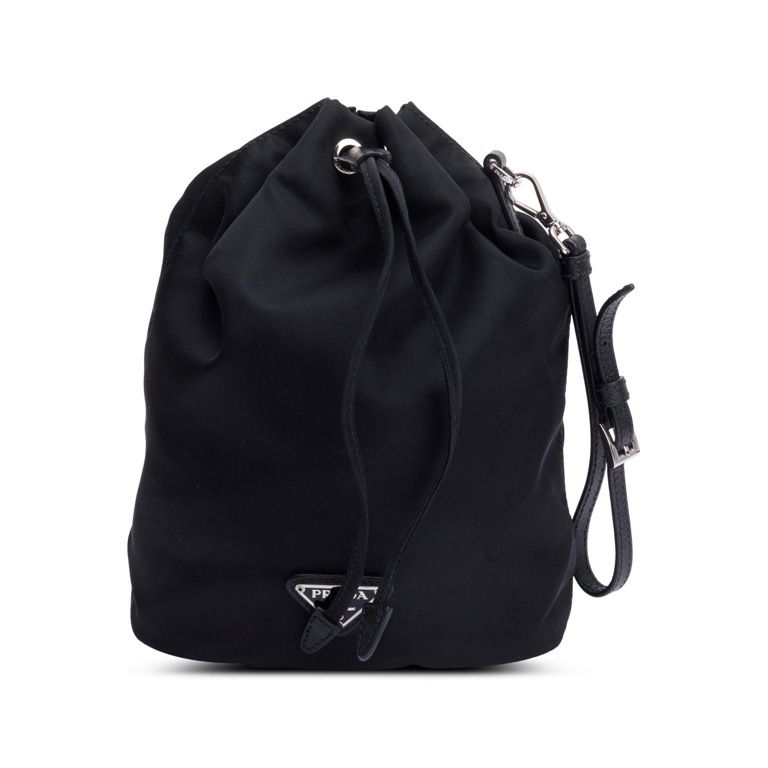Prada Re Pouch Wristlet Handbag Nylon Black Bucket Bag