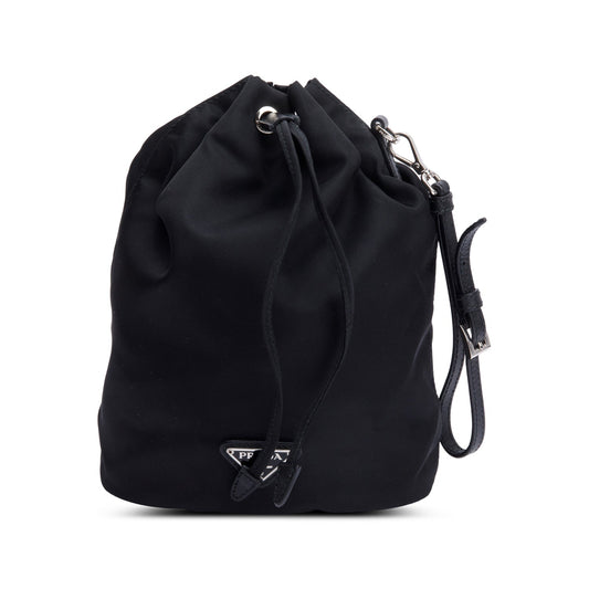 Prada Re Pouch Wristlet Handbag Nylon Black Bucket Bag