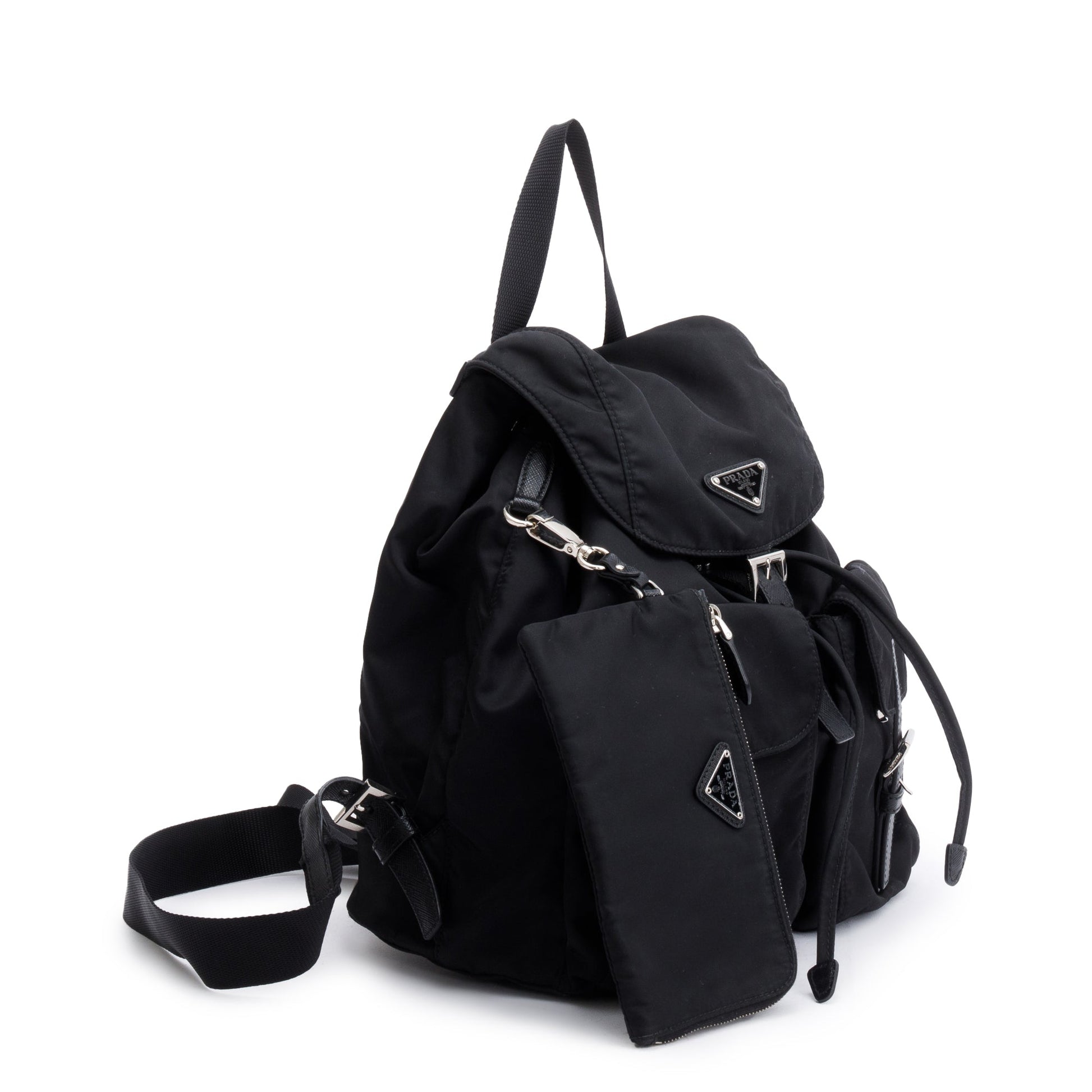 Prada Re Saffiano Backpack Handbag Nylon Black