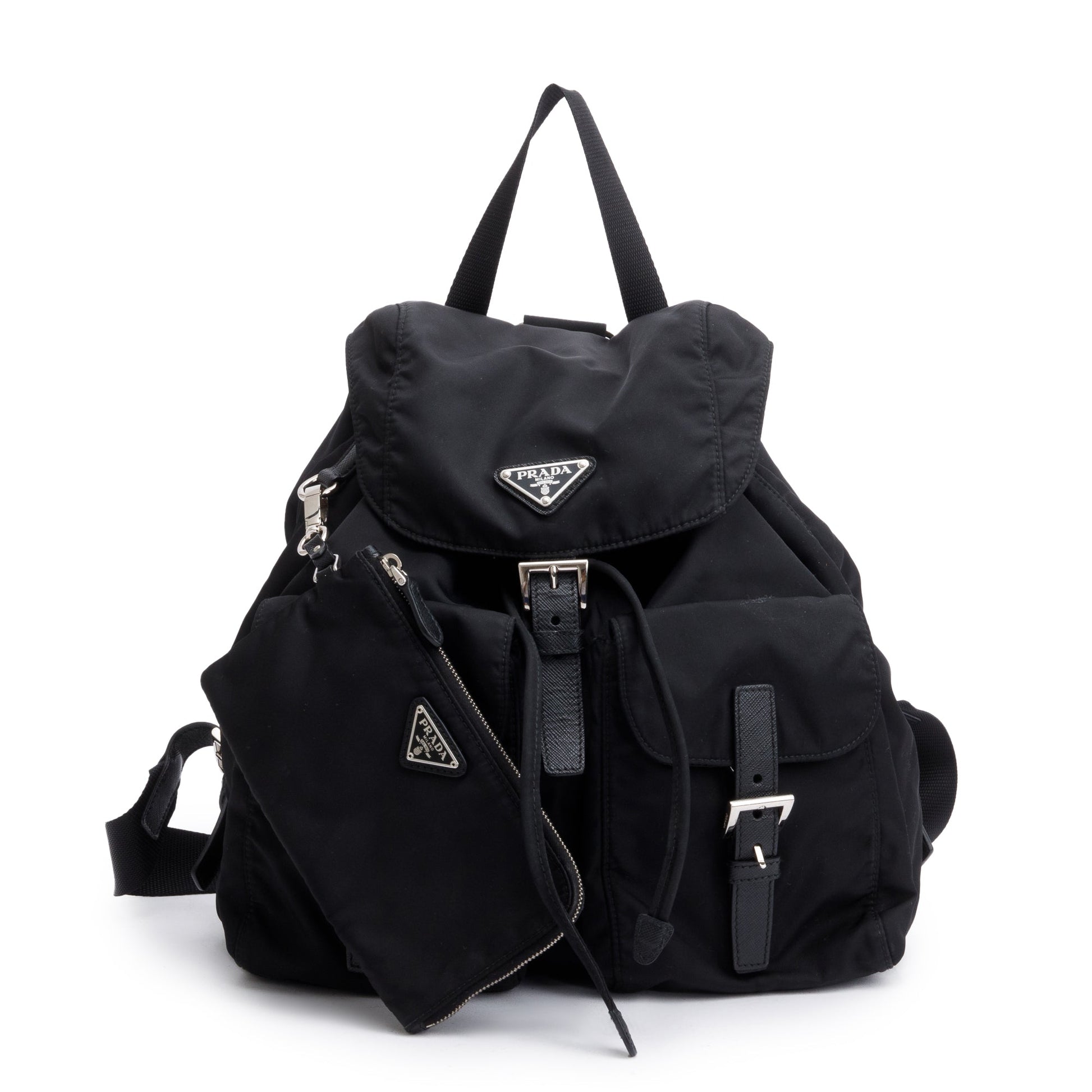 Prada Re Saffiano Backpack Handbag Nylon Black