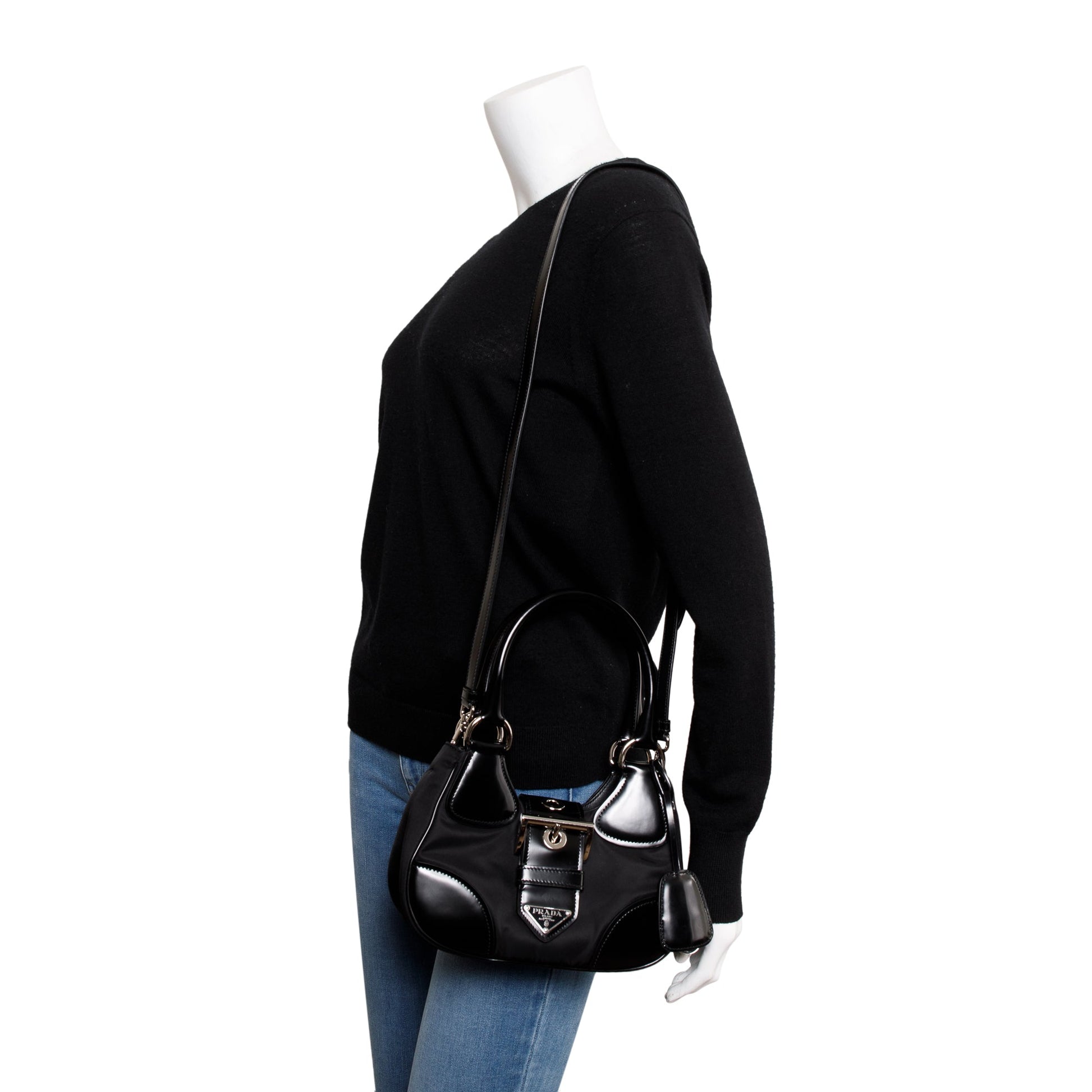 Prada Re And Moon Bag Leather Nylon Travel Bag