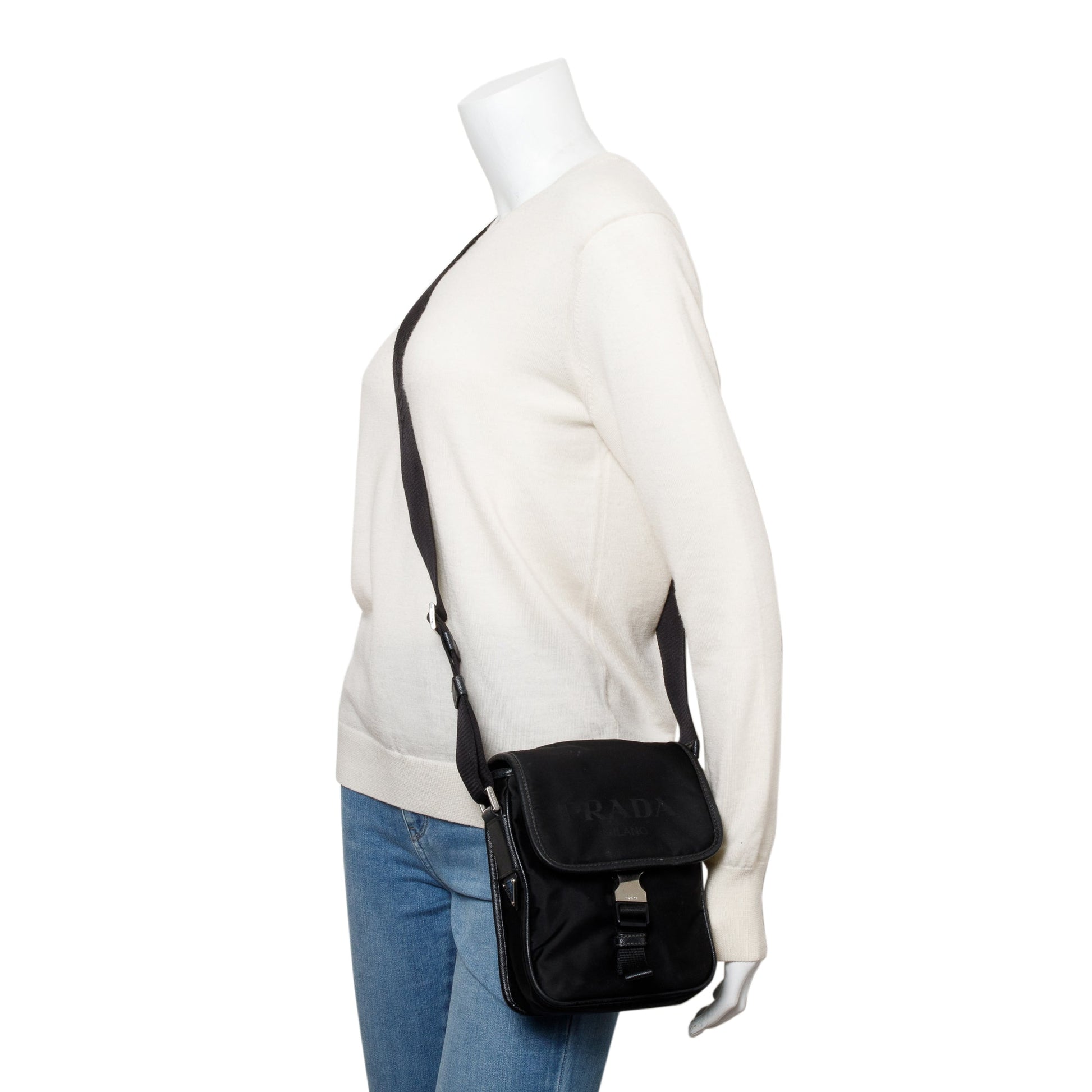 Prada Re And Crossbody Bag Leather Nylon Saffiano