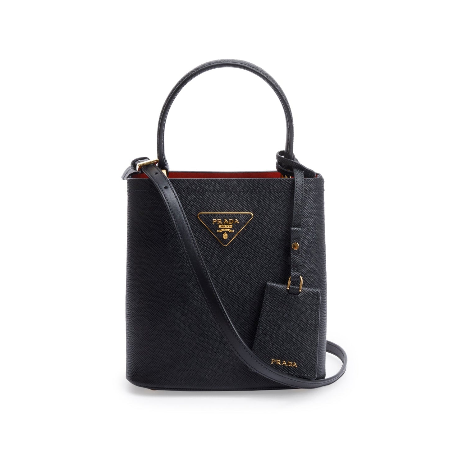 Prada Saffiano Cuir Panier Bag Black Small Travel Bag
