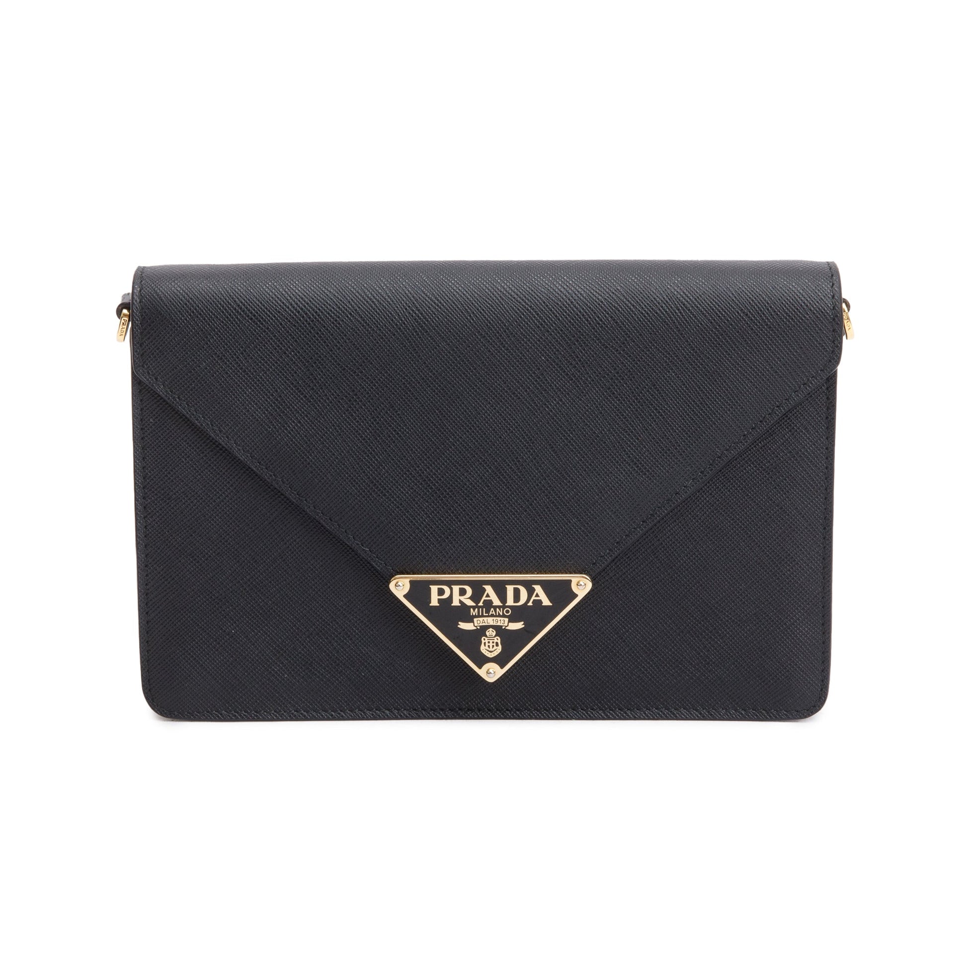 Prada Saffiano Envelope Crossbody Bag Leather Black