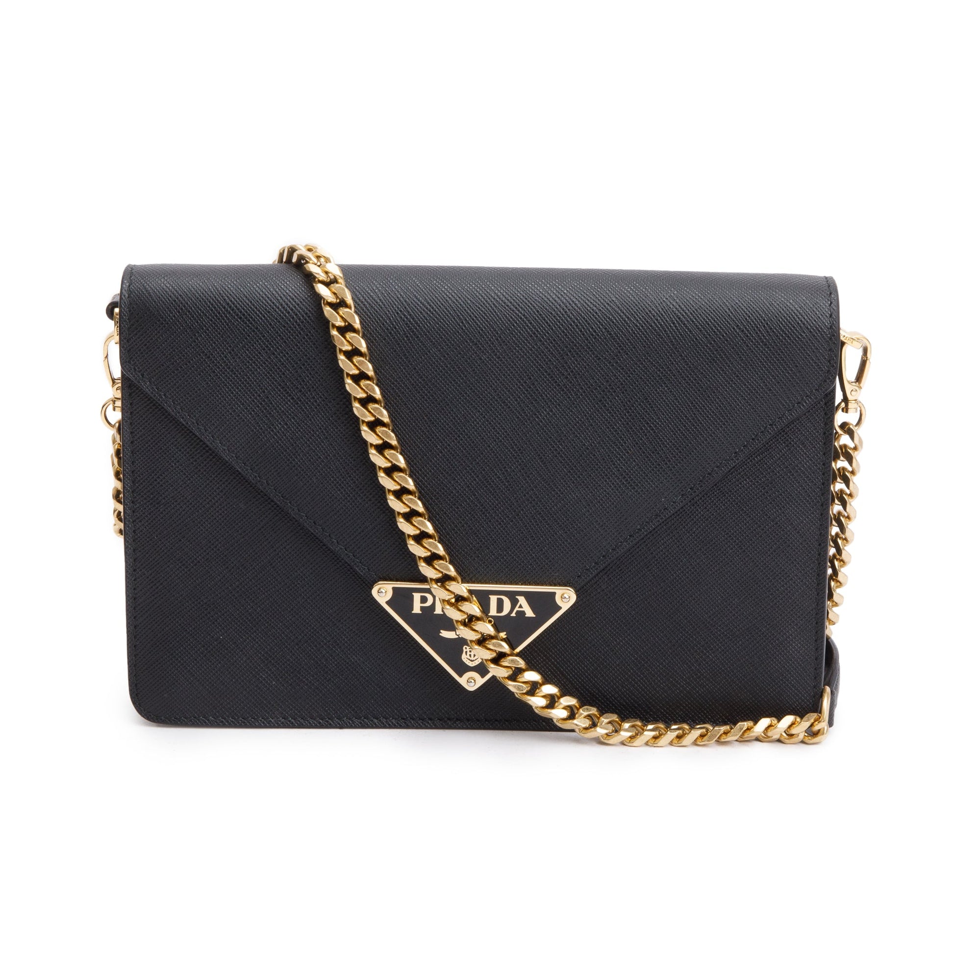 Prada Saffiano Envelope Crossbody Bag Leather Black