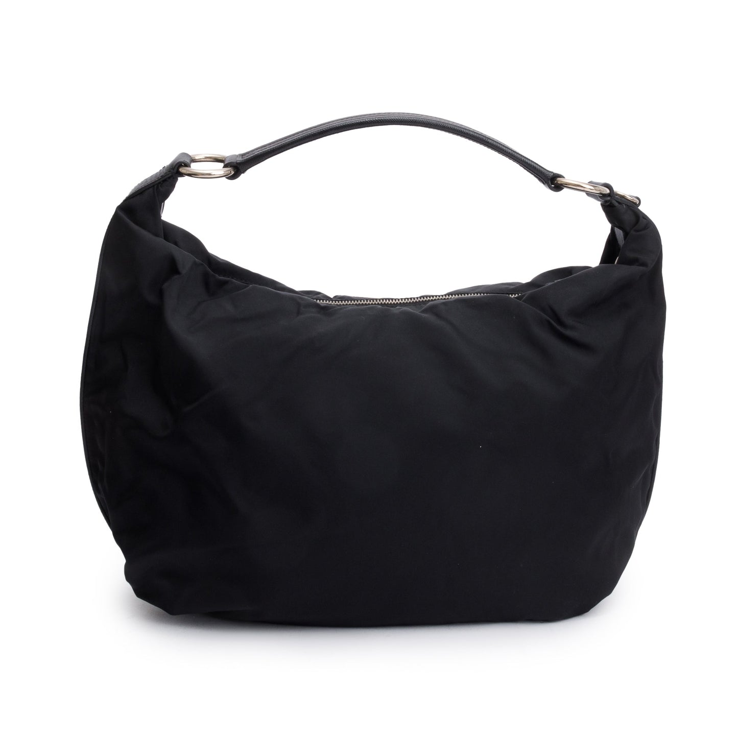 Prada Saffiano Trimmed Tessuto Hobo Bag Leather Nylon Travel Bag