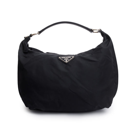 Prada Saffiano Trimmed Tessuto Hobo Bag Leather Nylon Travel Bag