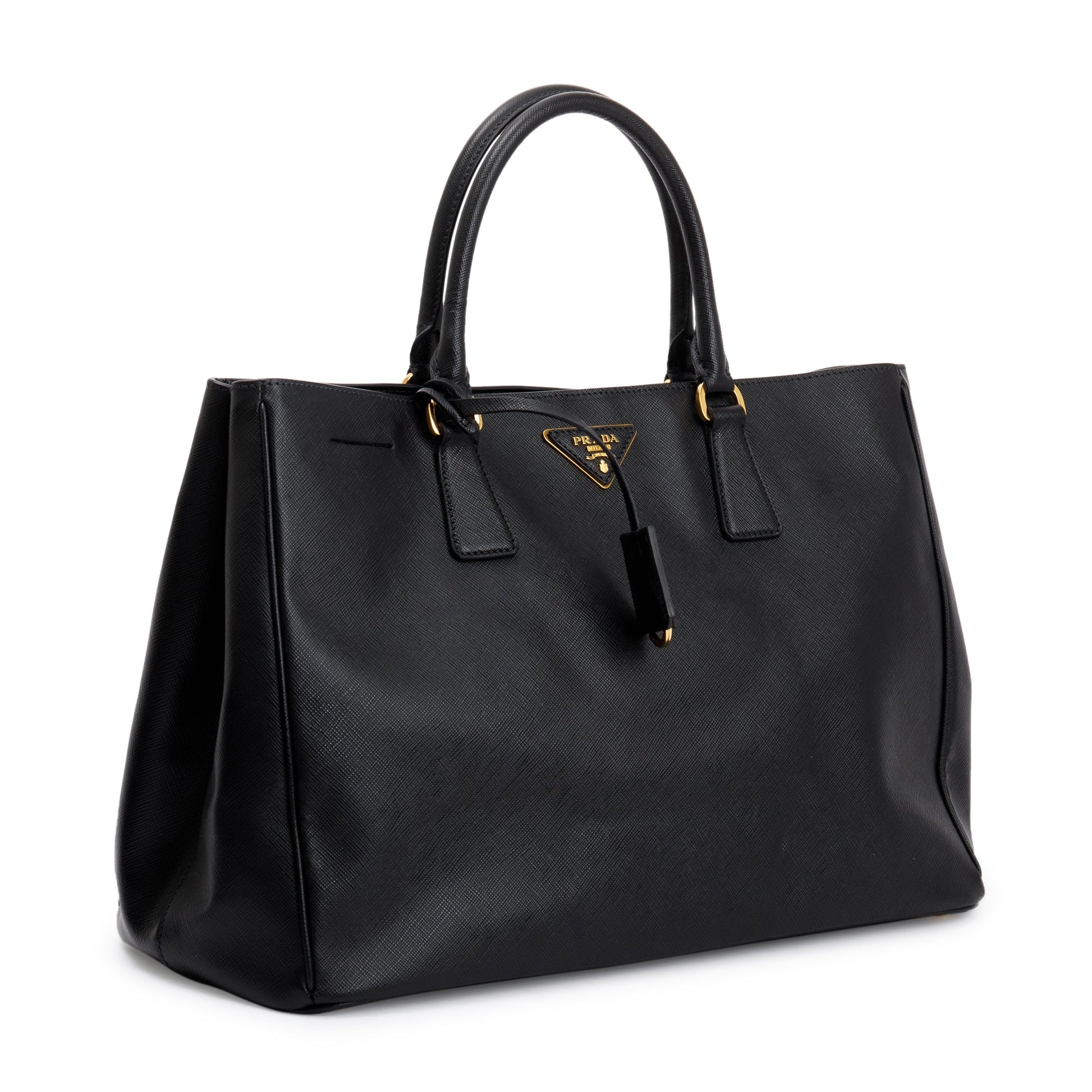 Prada Saffiano Lux Gardener'S Tote Handbag Black Large Tote Bag