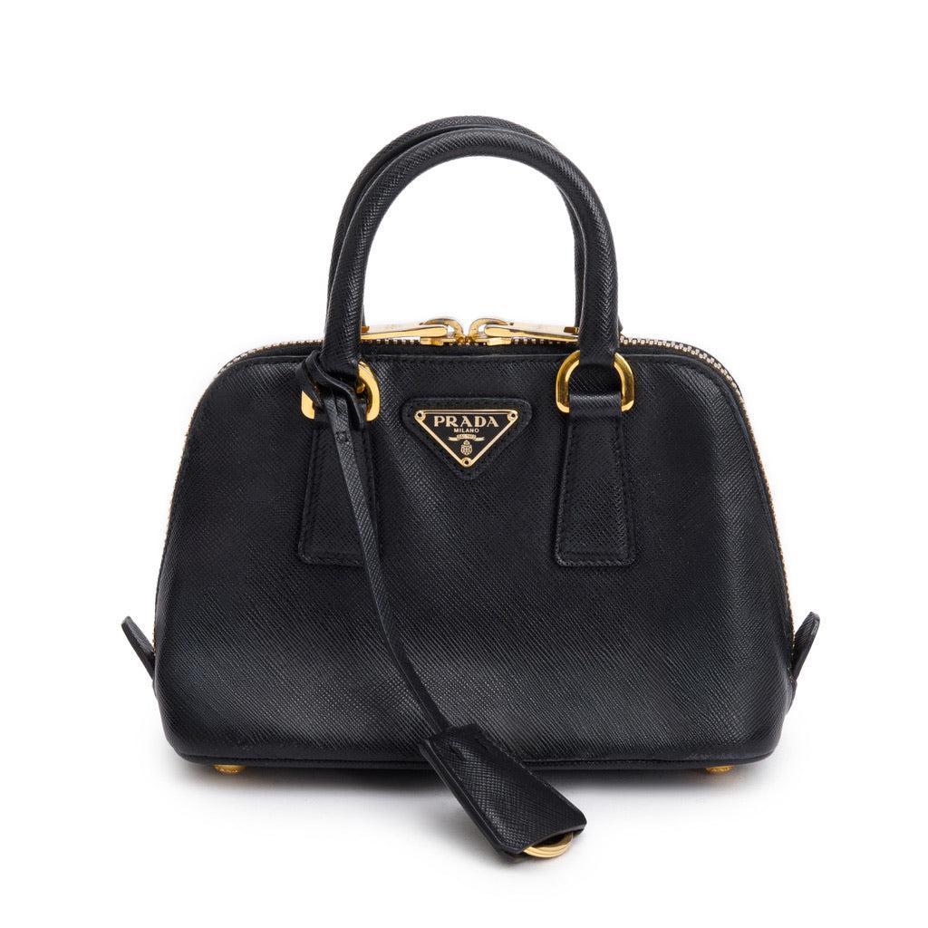 Prada Lux Promenade Tote Saffiano Black Mini Tote Bag